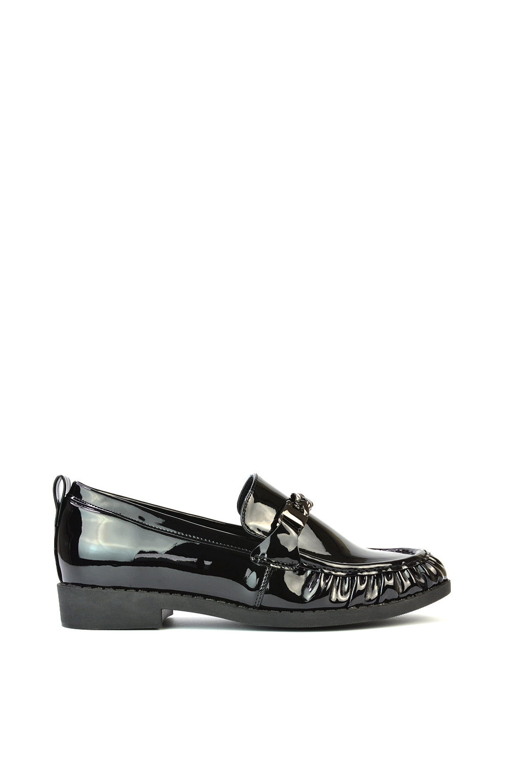 Black 'Heidi' Black Loafers With Chain Detail Slip On Casual