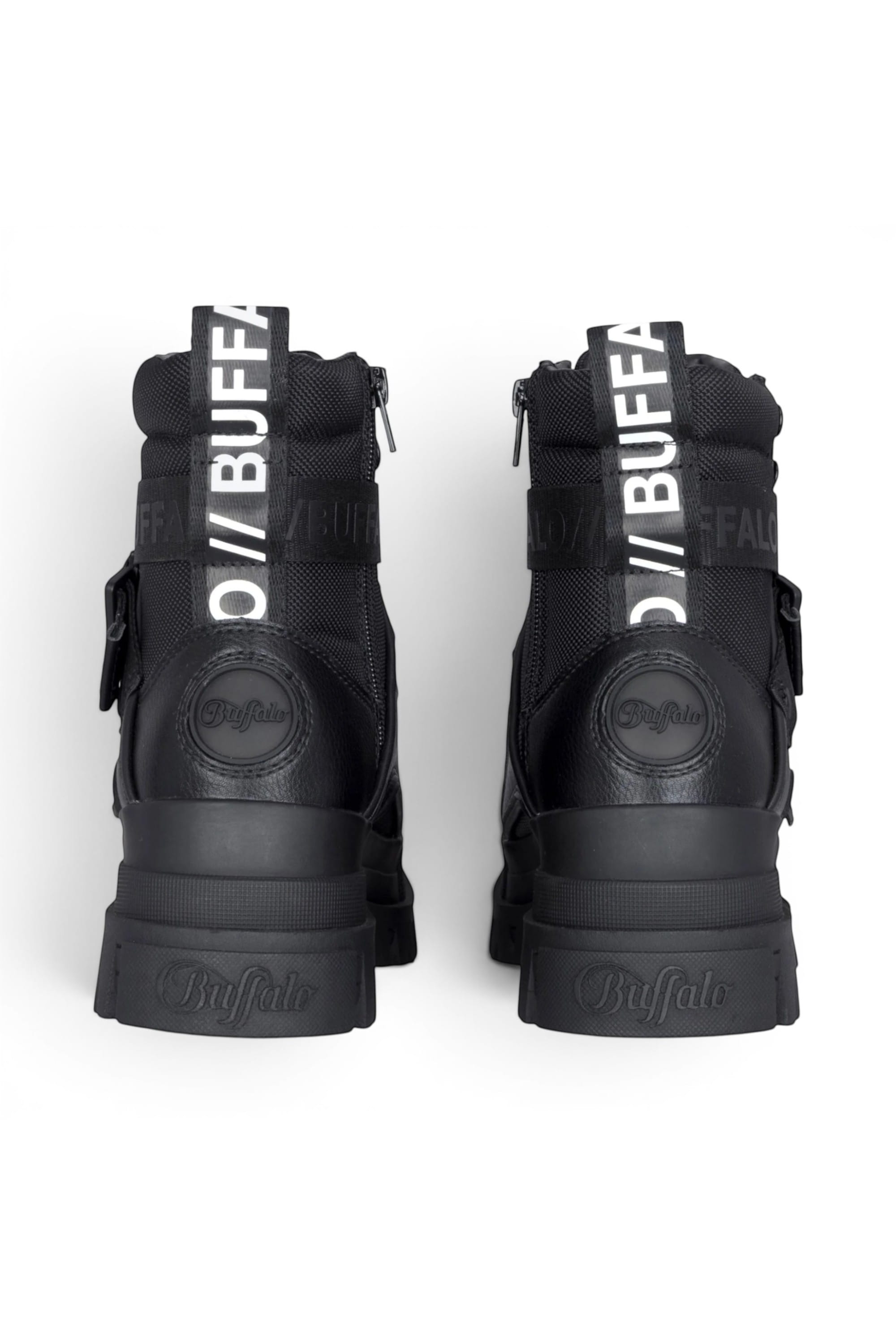 Black Womens Combat High Ankle Boots-ASPHA-COM, Image 6 of 7