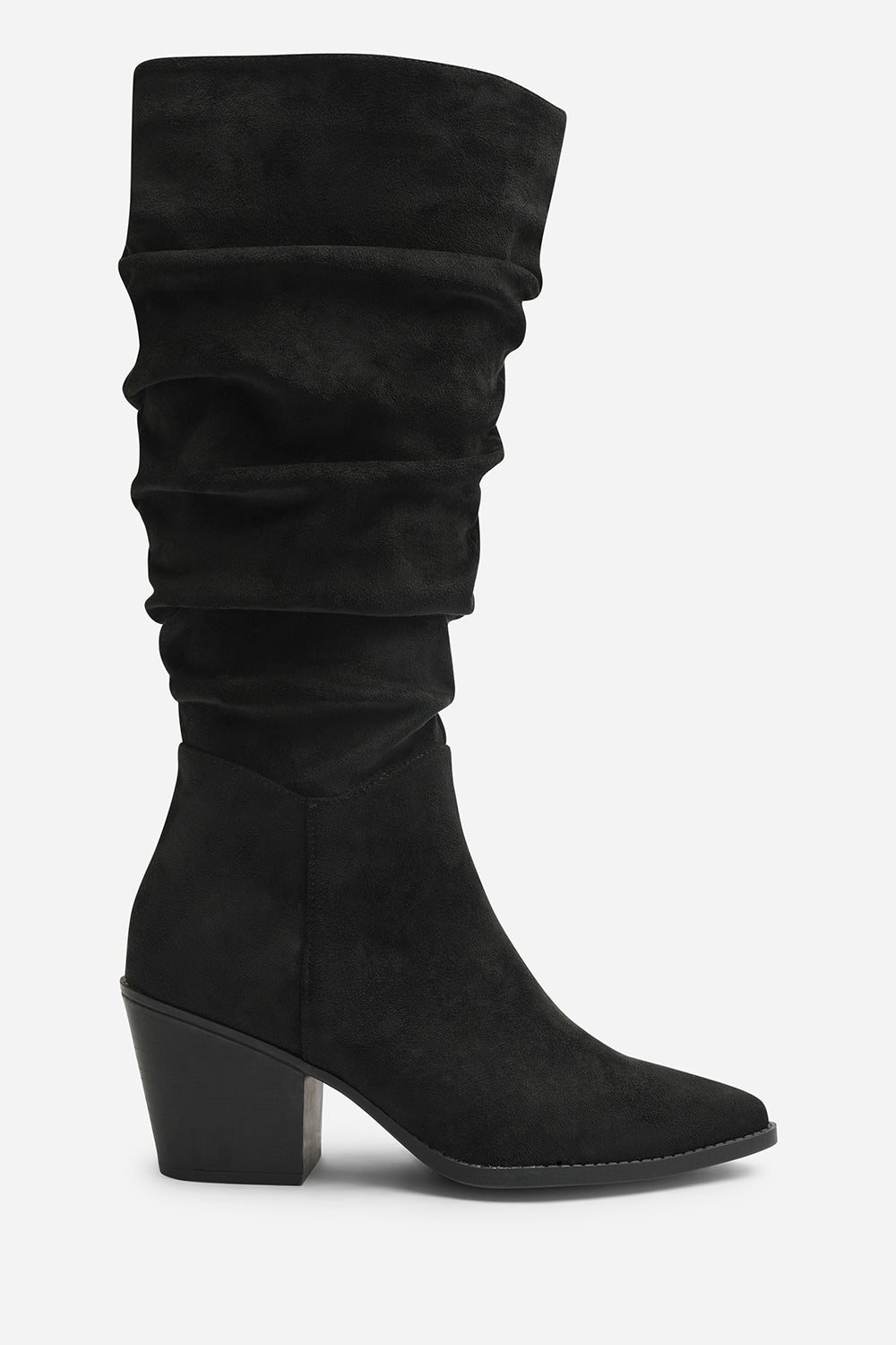 Black Drelia Ruched Western Knee High Boot, Image 1 of 4