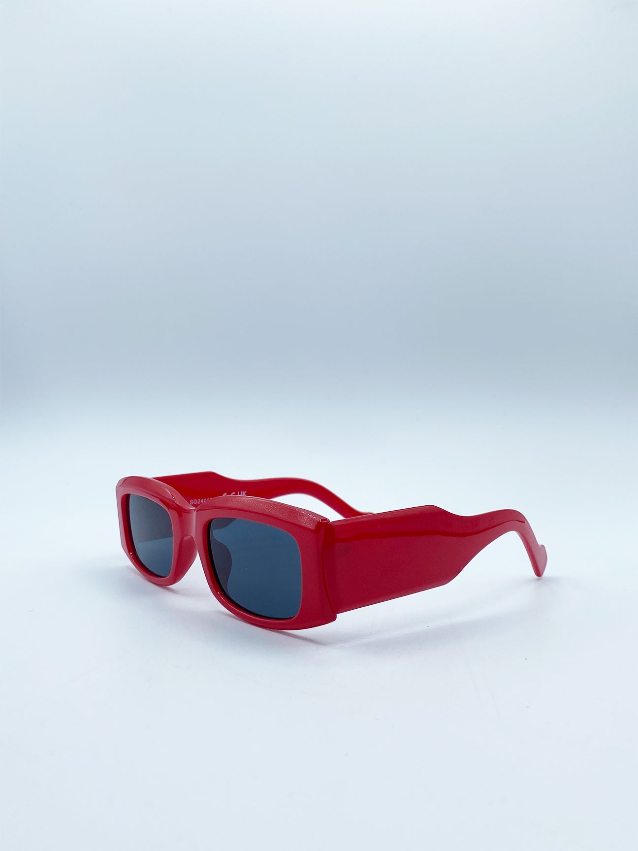Red SVNX Red Chunky Rectangle Sunglasses in Red, Image 3 of 6