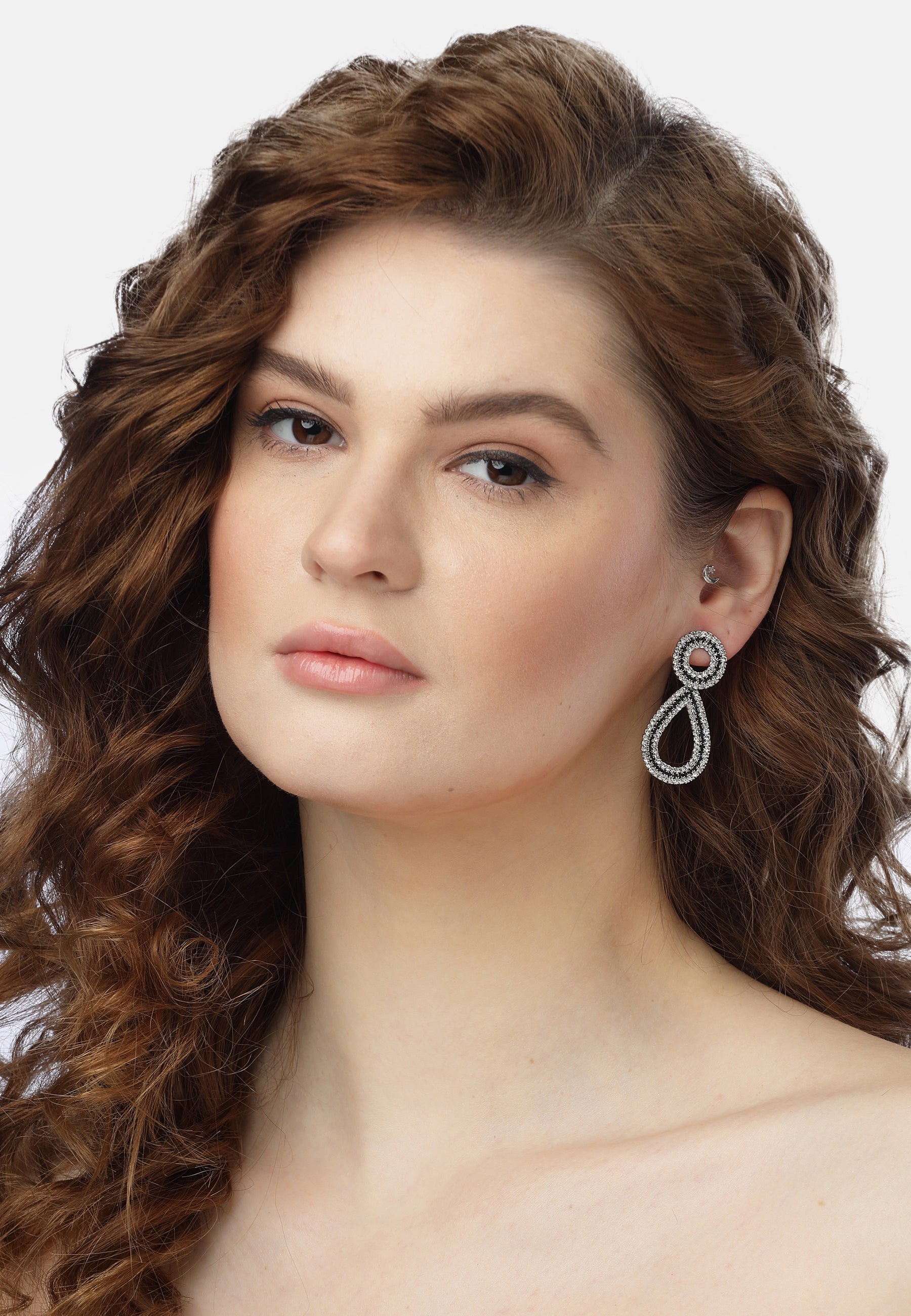 Silver Double Drop Earrings, Image 4 of 5