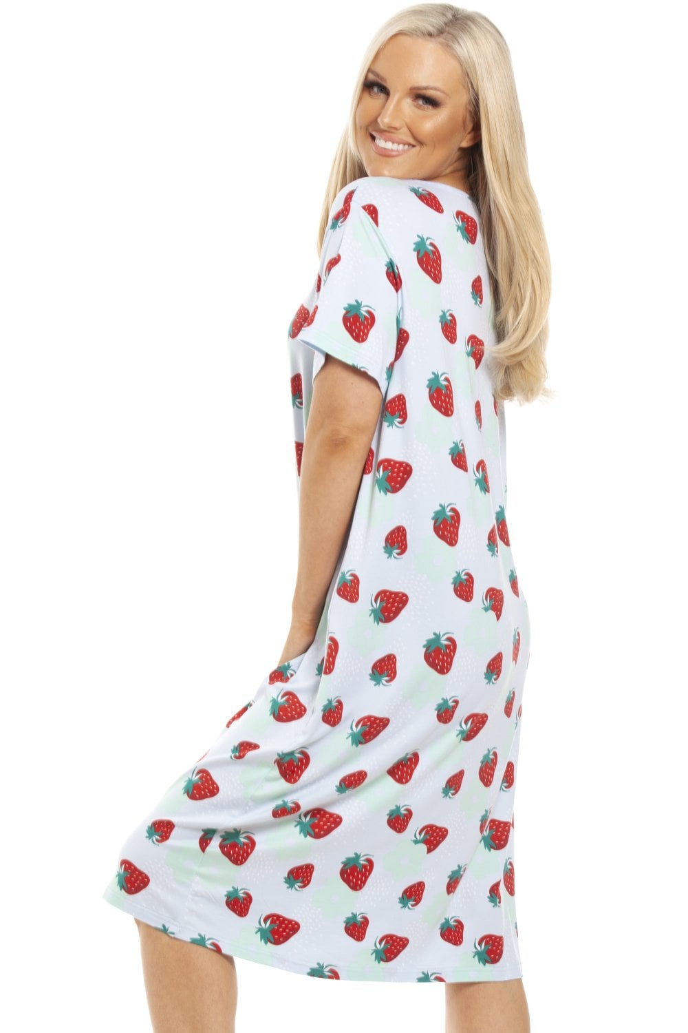 Light Blue Spandex Short Sleeve Nightdress, Image 3 of 5