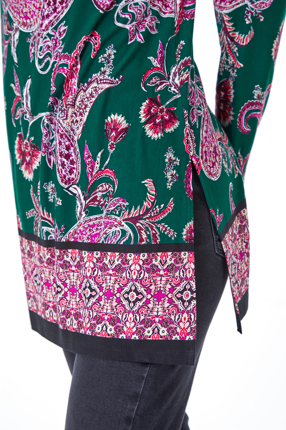 Purple & Blue Paisley Print Long Sleeve Tunic main image 1