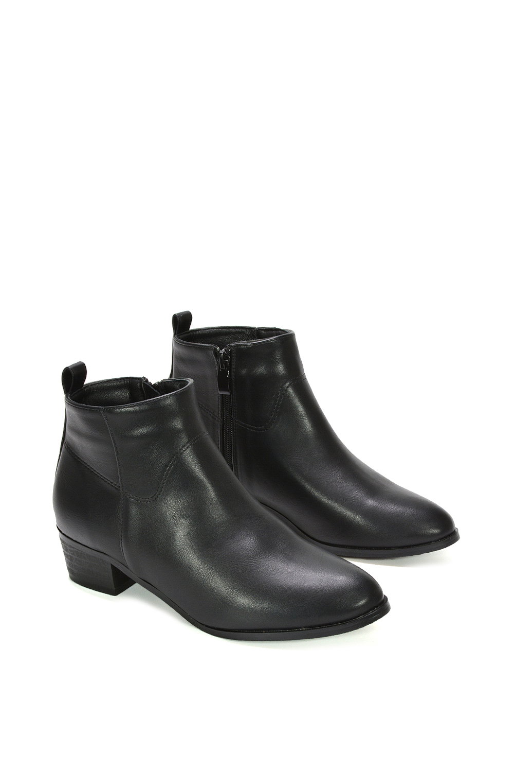 Black 'Melodie' Zip Up Cowboy Ankle Boots With Low Block Heel, Image 6 of 6