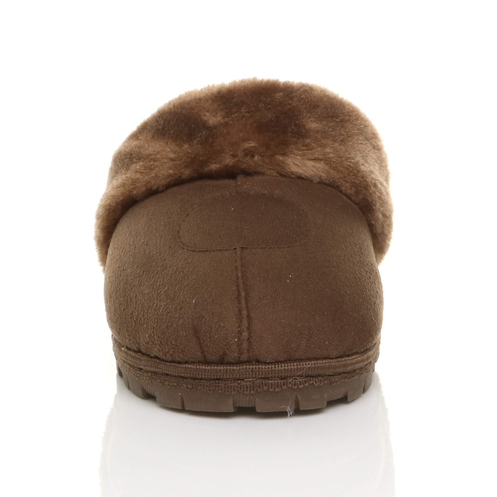Brown AJVANI Brown Faux Fur Lined Slip On Memory Foam Mules Slippers, Image 5 of 5