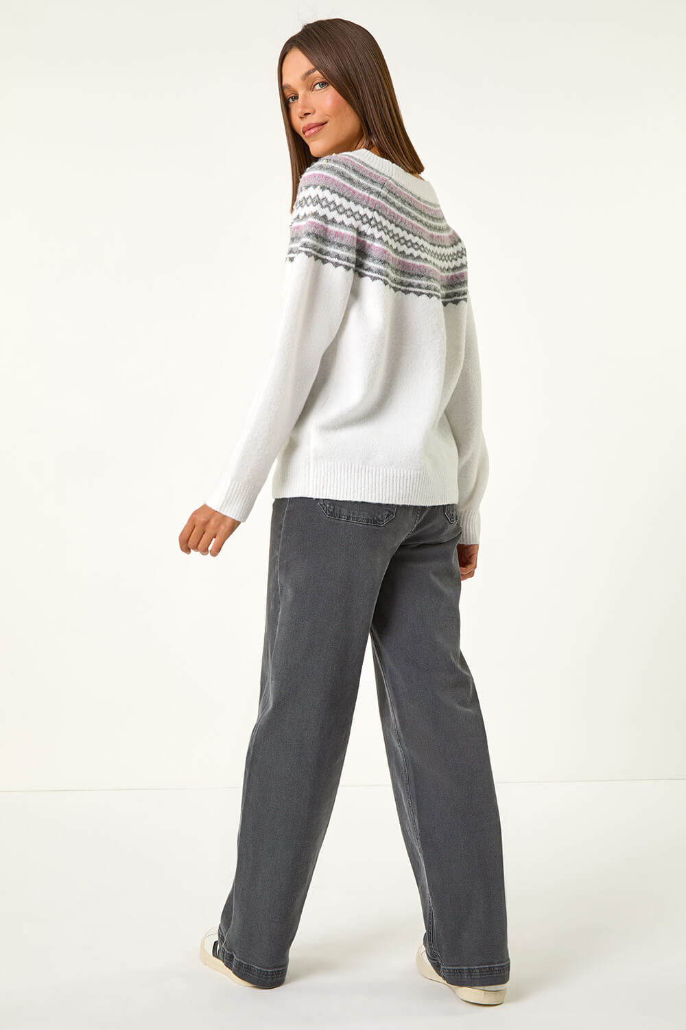 Ivory  Pearl Embellished Printed Jumper, Image 4 of 5