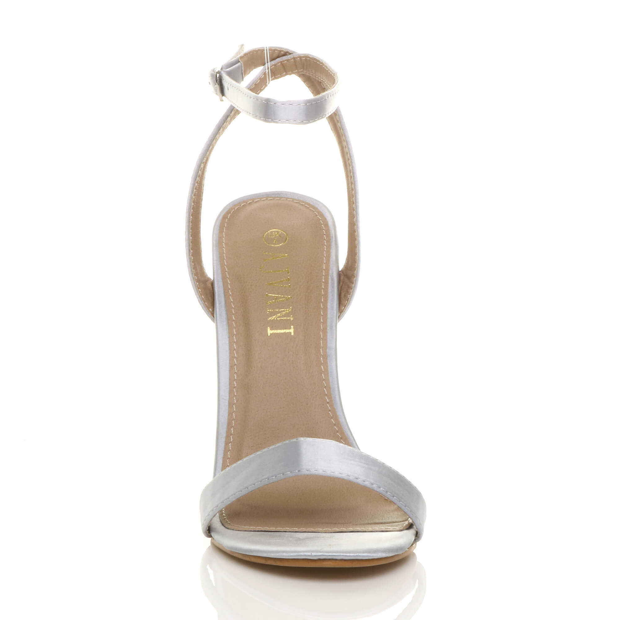 Silver AJVANI Silver Ankle Strap Barely There High Heeled Sandals, Image 5 of 5