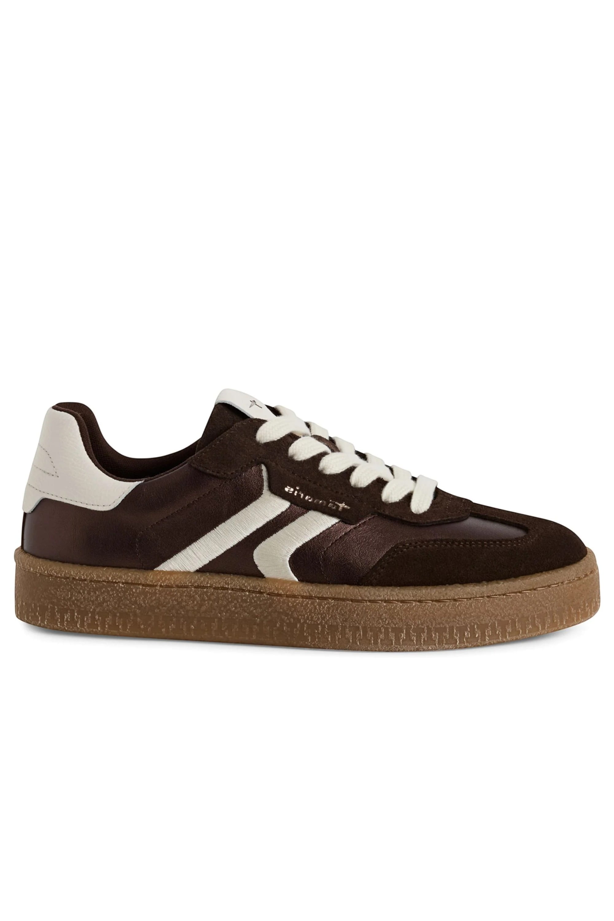 Brown Tamaris Womens Brown White Suede Sneaker, Image 1 of 7