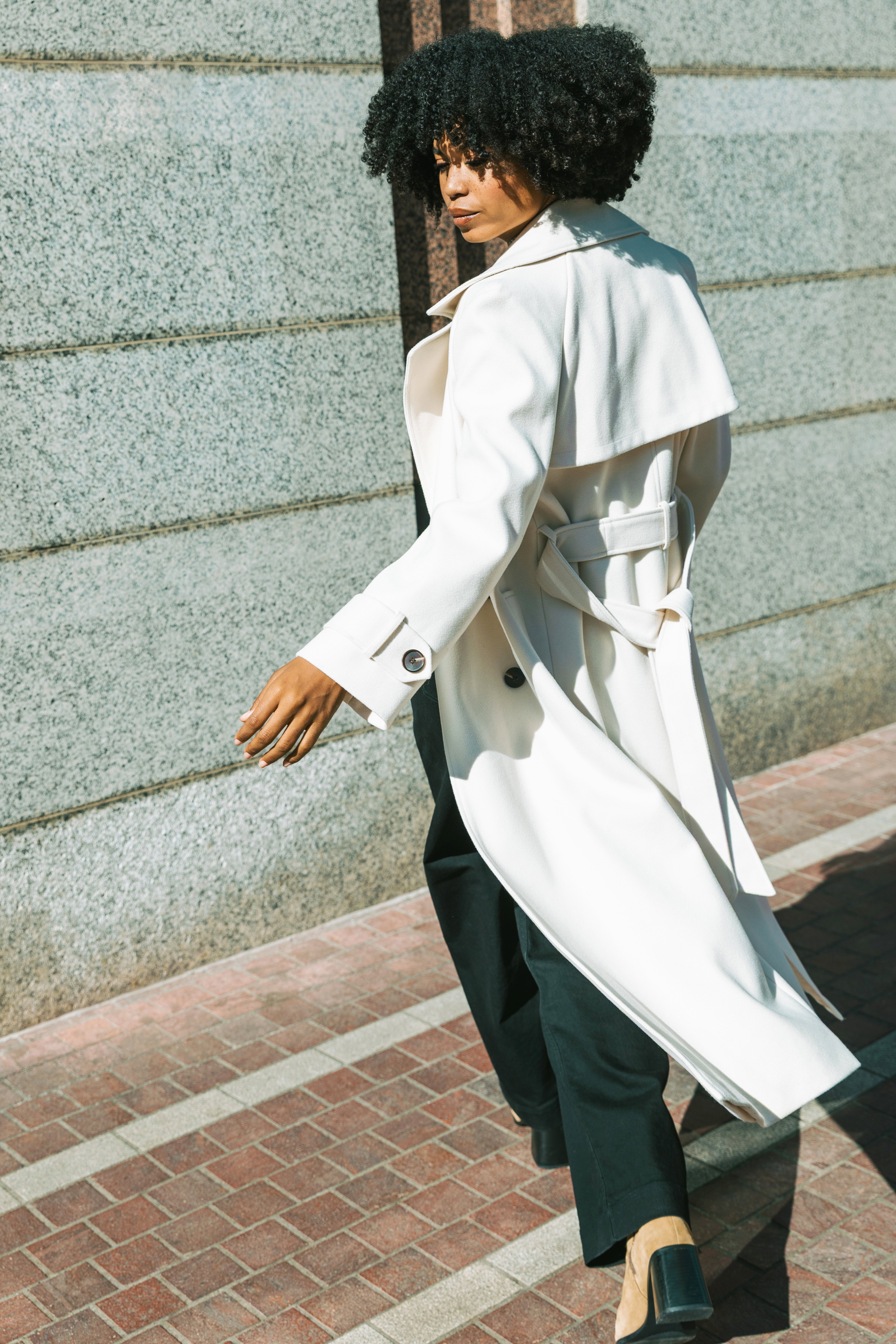 Cream Textured Premium Belted Smart Coat, Image 10 of 9