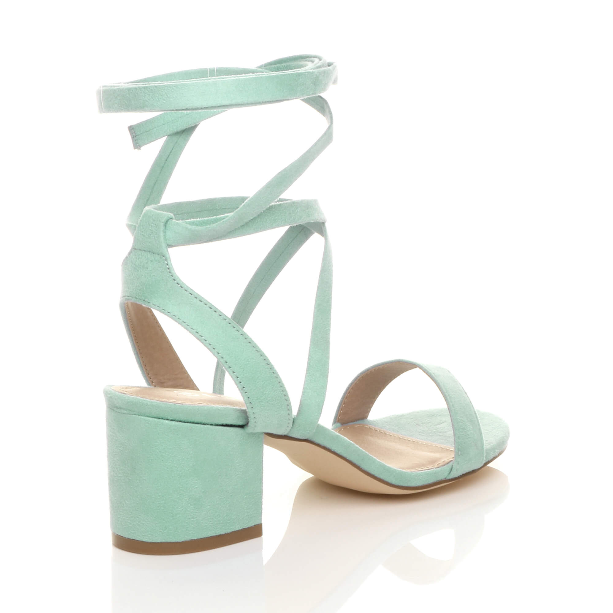 Mint Mid Block Heel Tie Up Sandals, Image 4 of 6