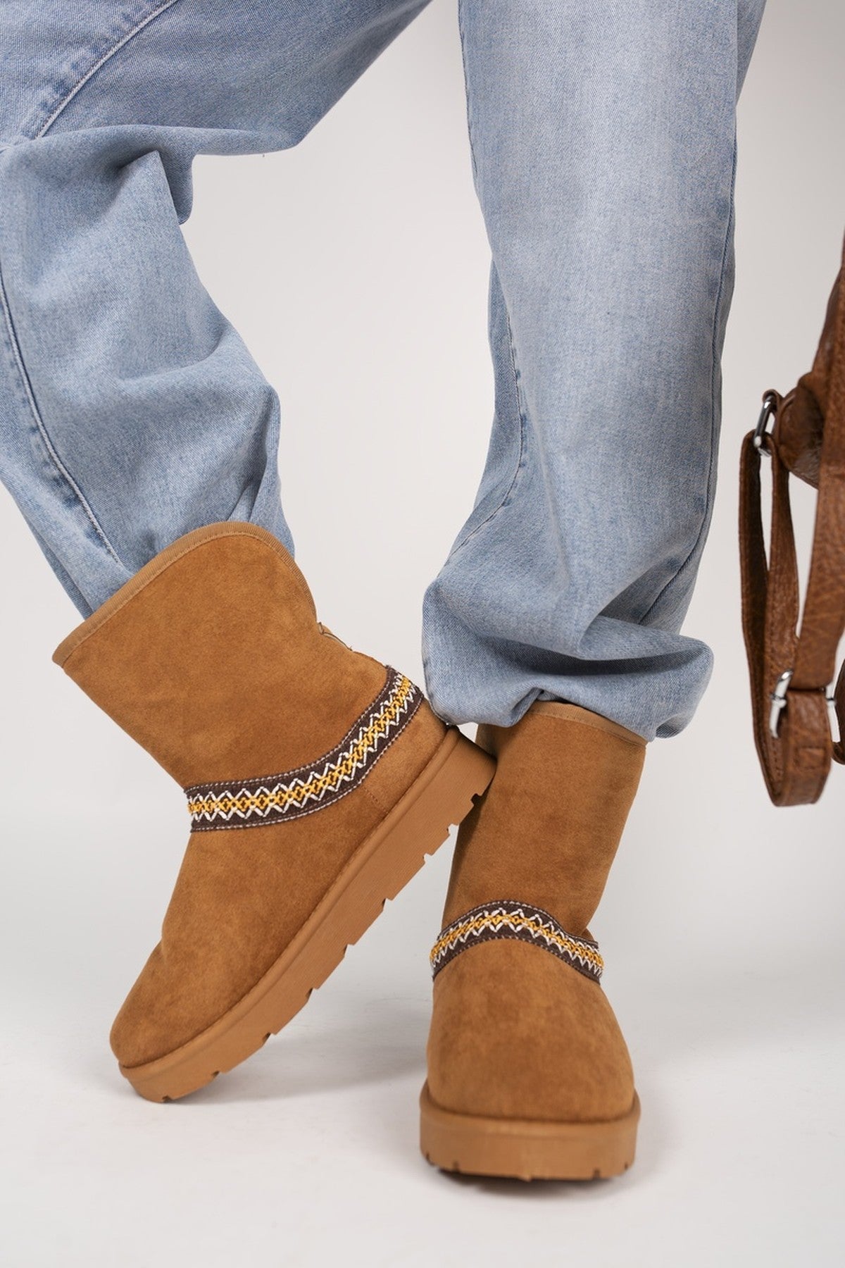 Black Karsie Suedette Embroidered Flat Ankle Boots