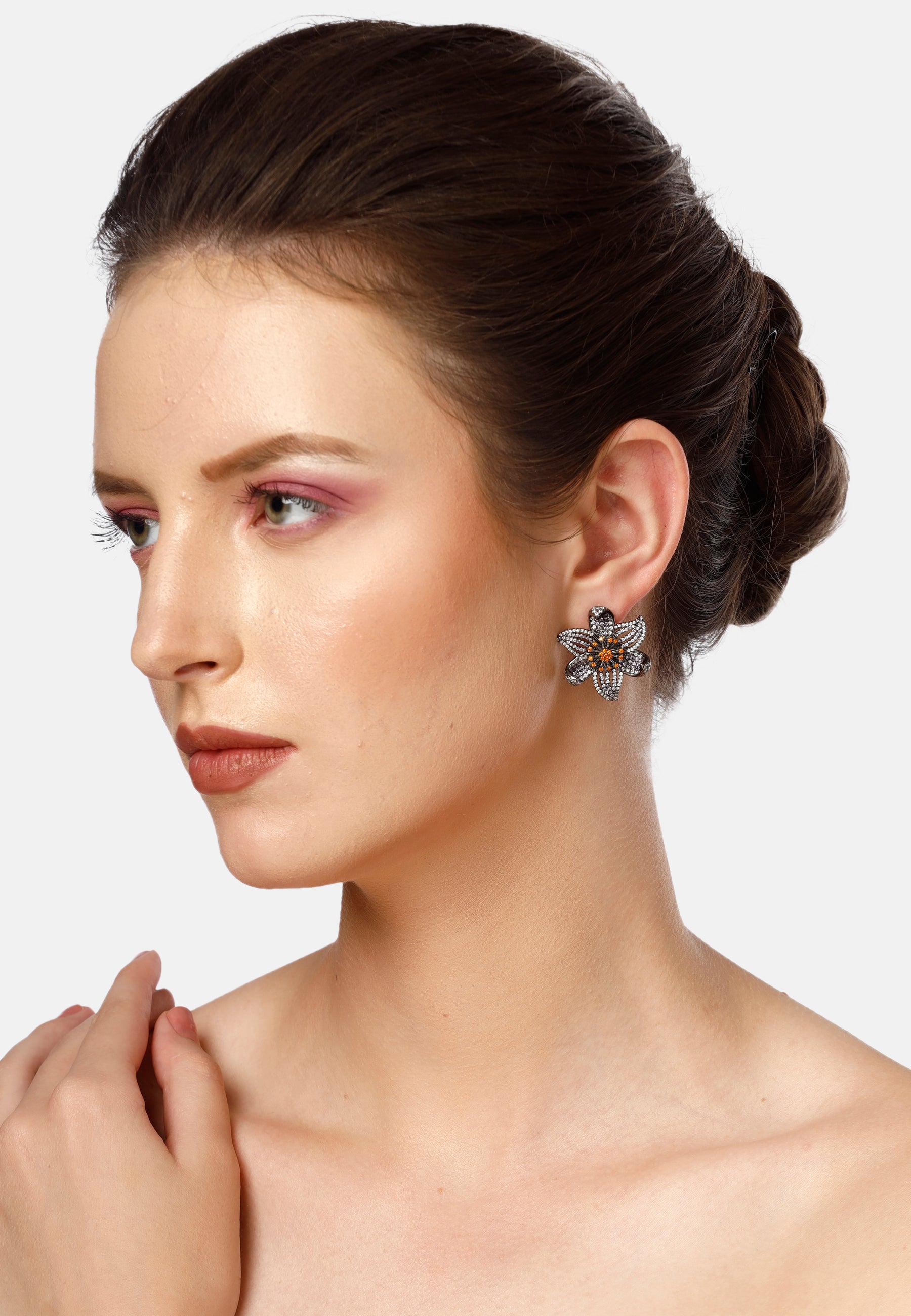 Lilac Diva Floral Stud Earrings, Image 4 of 5