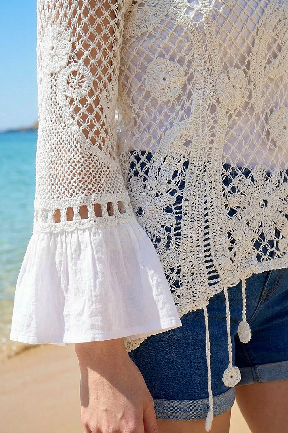 Ivory  Dusk Floral Crochet Top, Image 5 of 4