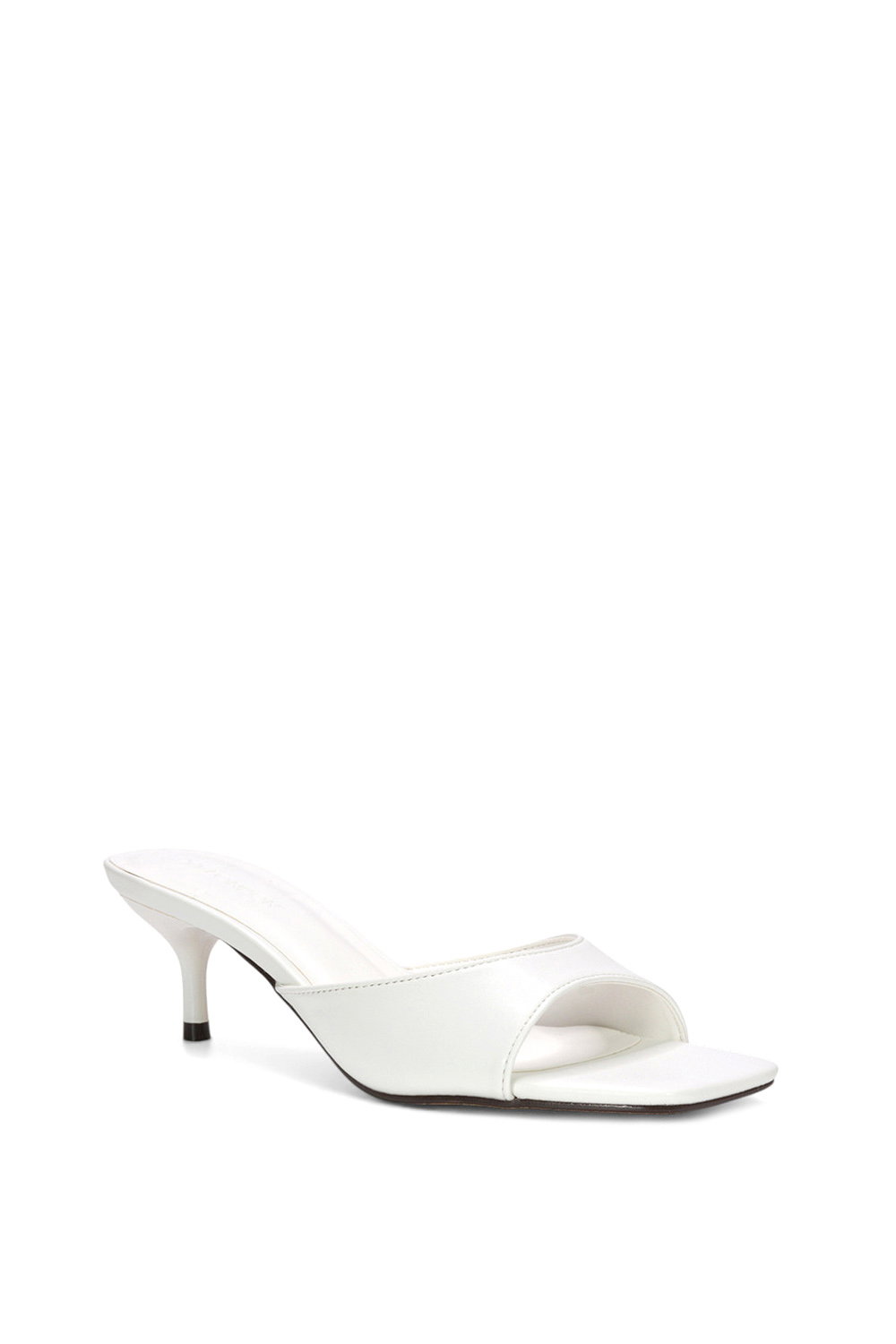 White XY LONDON White 'Jane' Square Toe Kitten Heel Slip On Heeled Sandal Mules, Image 2 of 6