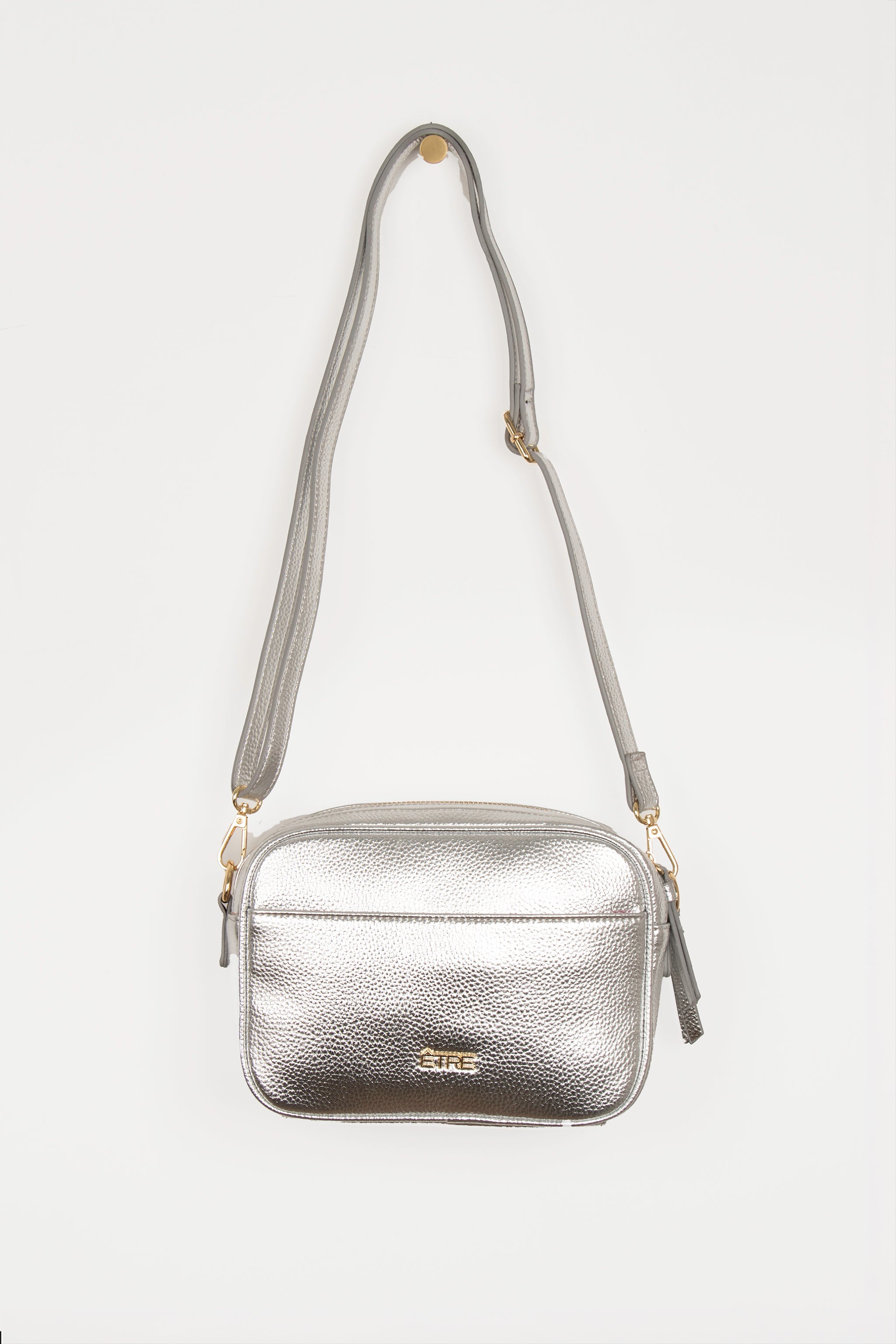 Metallic Metallic Faux Leather Crossbody Camera Bag
