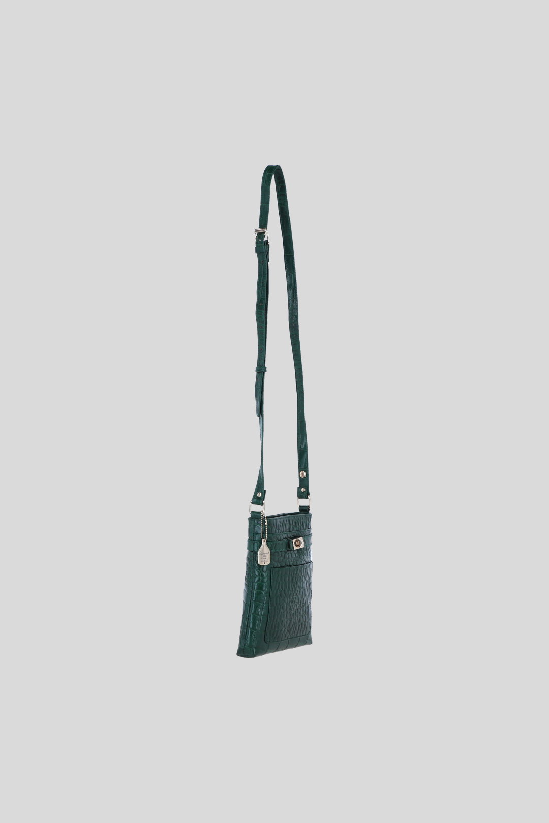 Green Real Leather Crossbody Bag with Adjustable Strap, Image 5 of 5