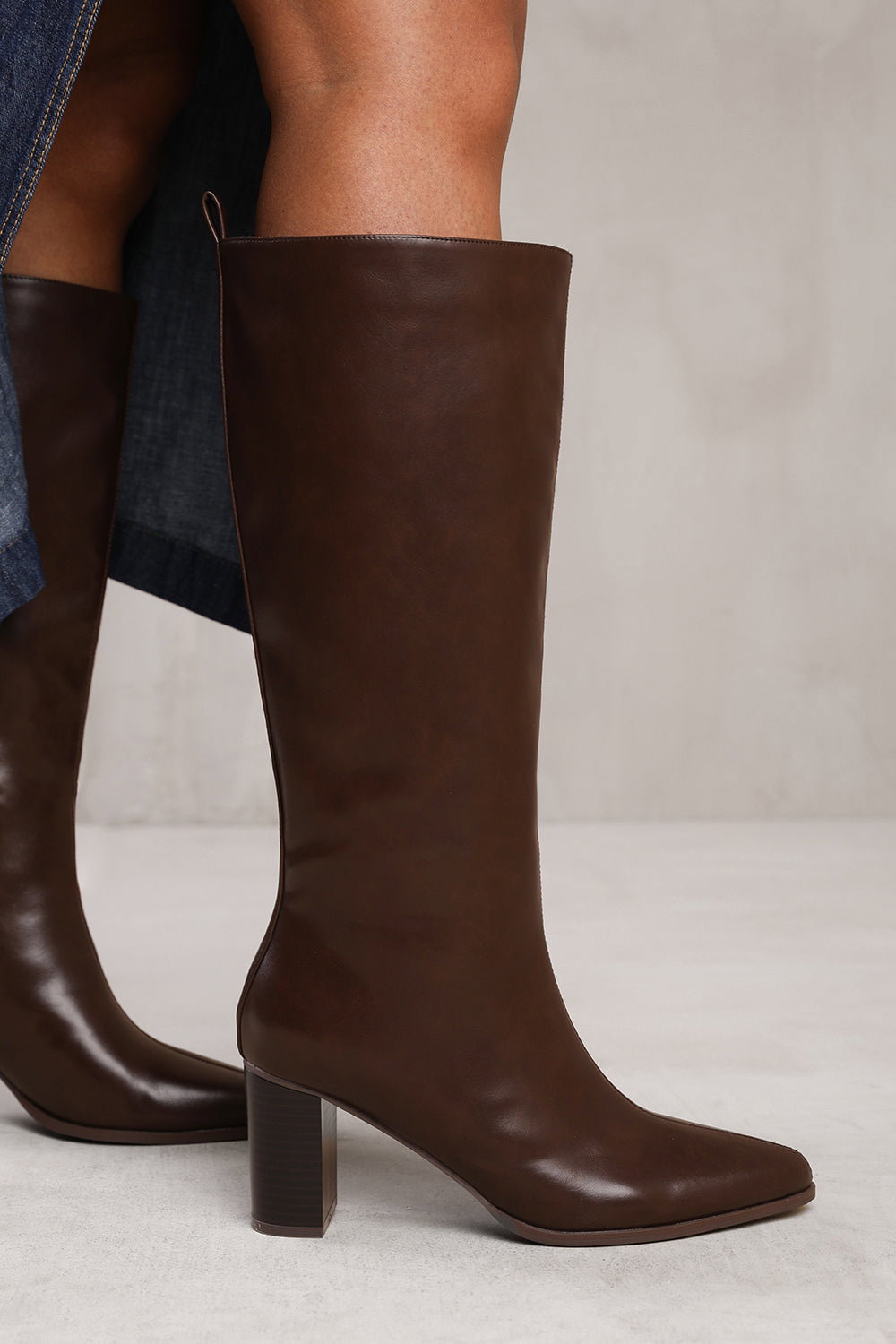 Dark Brown 'Delta' Block Heel Knee High Boots, Image 4 of 4