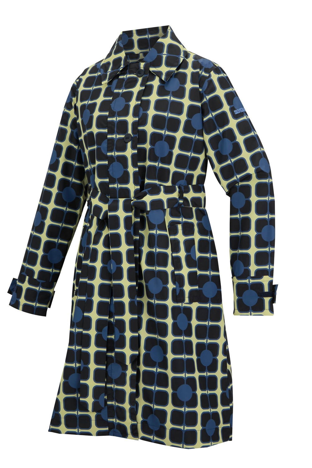 Navy Orla Kiely Waterproof Trench Coat, Image 3 of 5