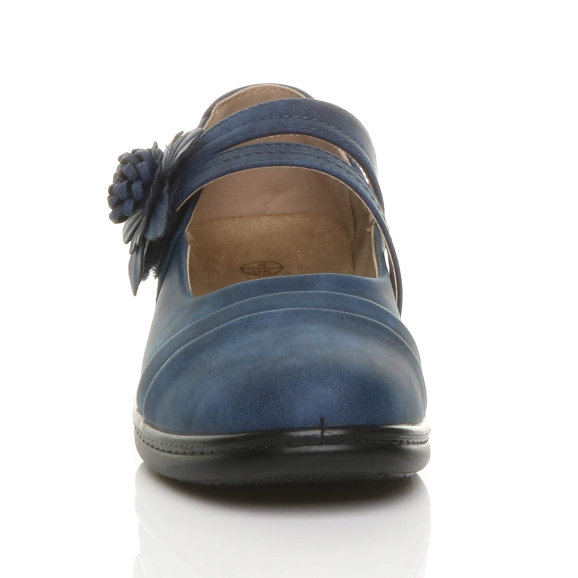 Navy Blue AJVANI Navy Blue Flat Comfort Mary Jane Shoes, Image 6 of 6