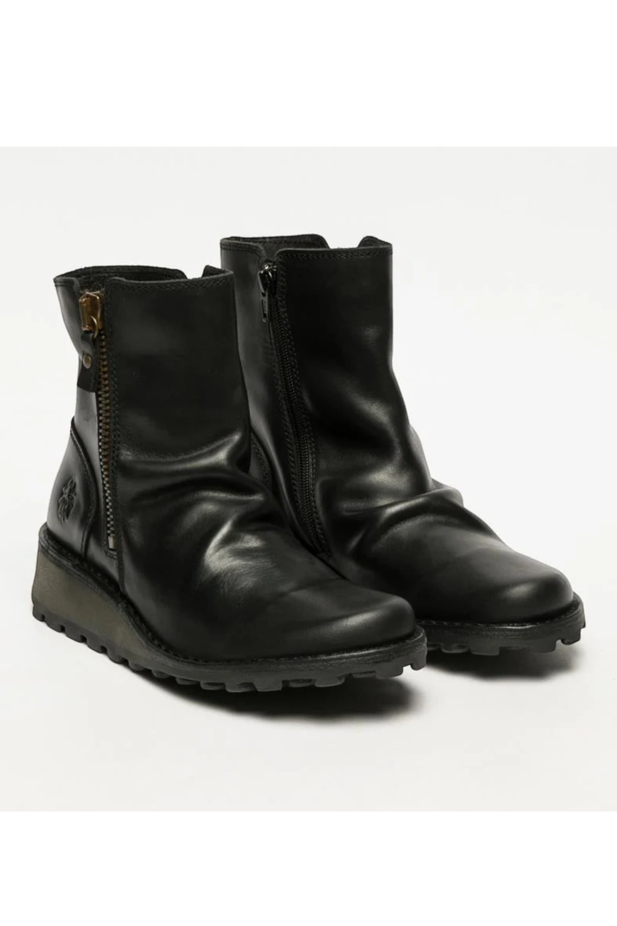 Black Womens Leather Heel Ankle Boots - Mon944, Image 2 of 8
