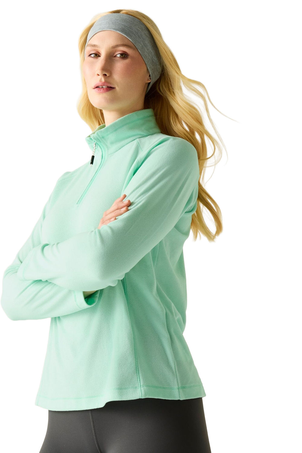 Pale Green Great Outdoors Montes Half Zip Fleece Top, Image 4 of 4
