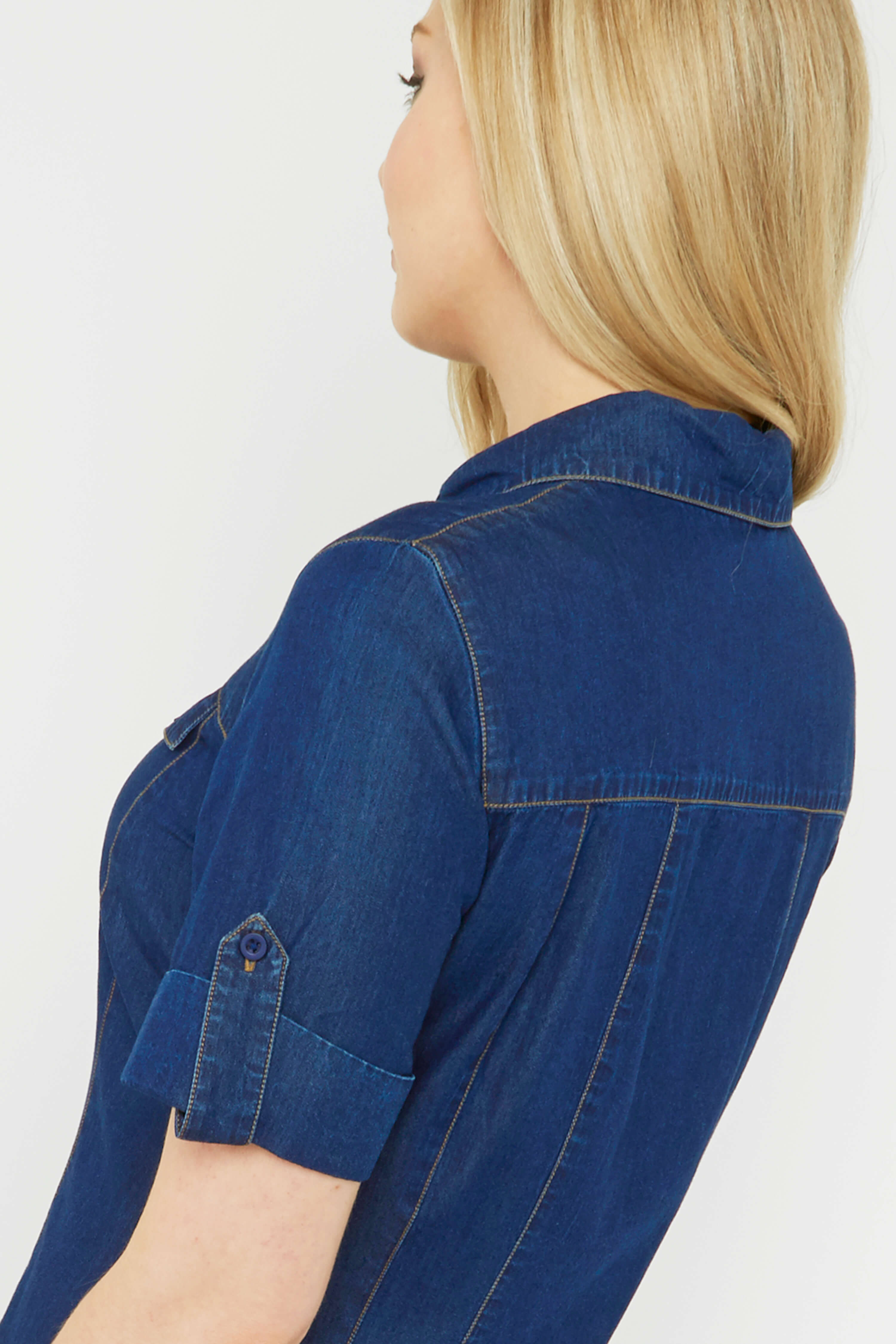 Denim Denim Shirt Dress, Image 3 of 5
