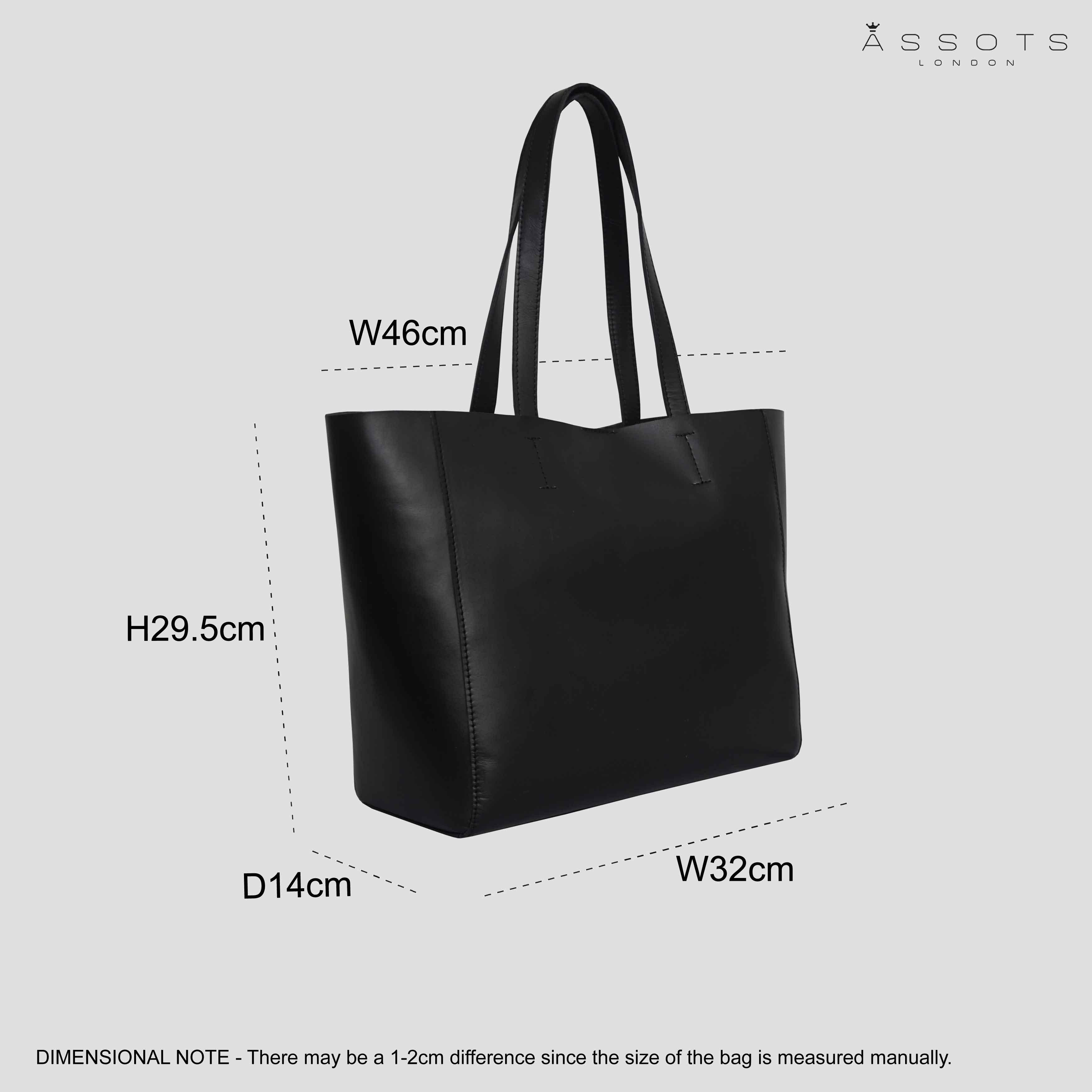 Black 'ABINGDON' Real Leather Designer Tote Bag, Image 6 of 6