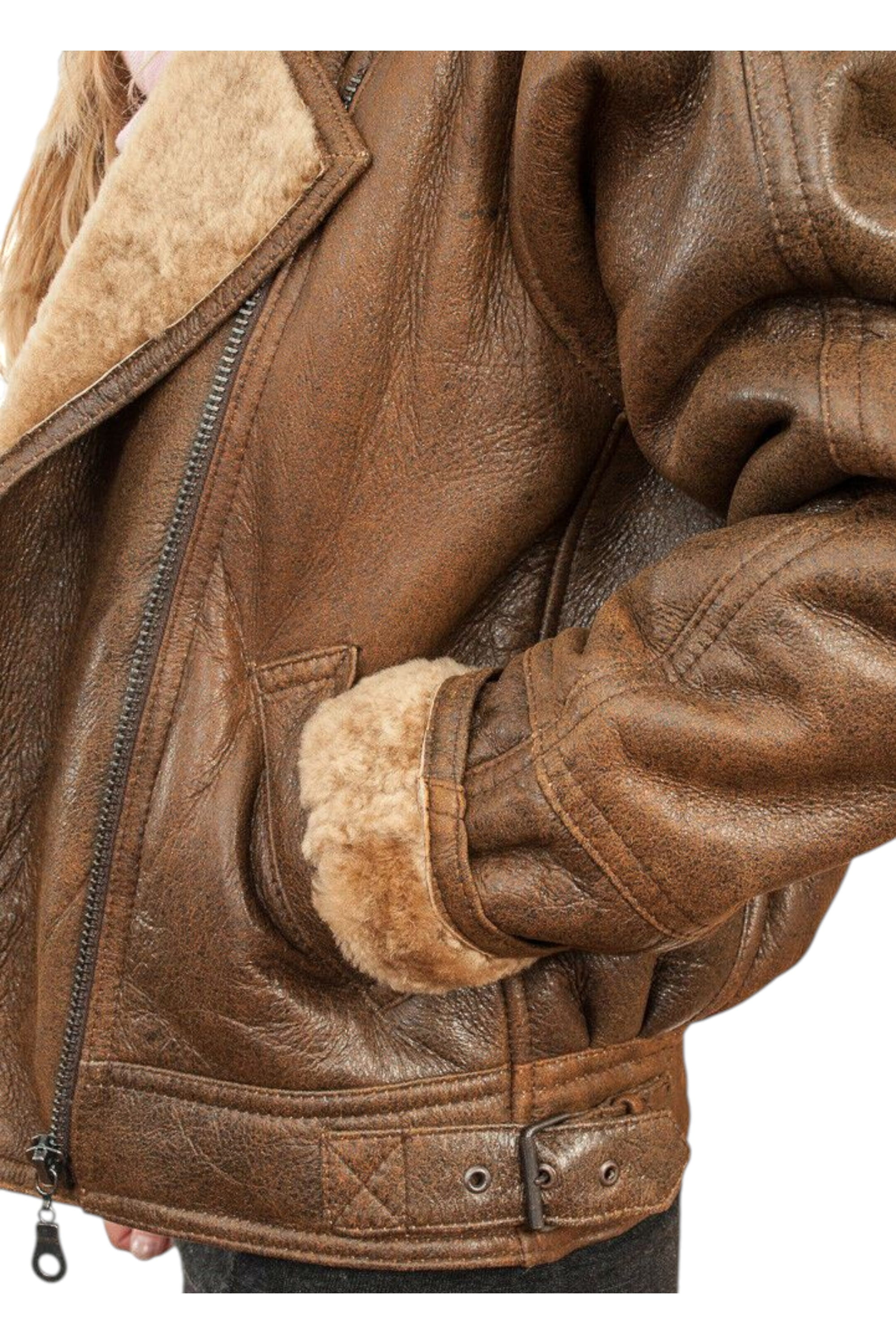 Brown B3 Sheepskin Leather Flying Jacket, Image 5 of 5
