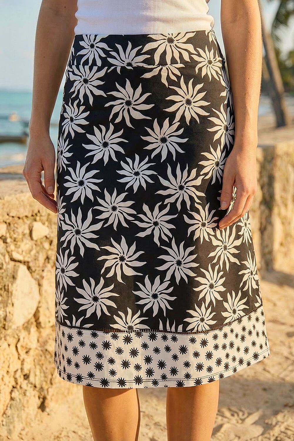 Black Floral Star A-Line Skirt, Image 5 of 4