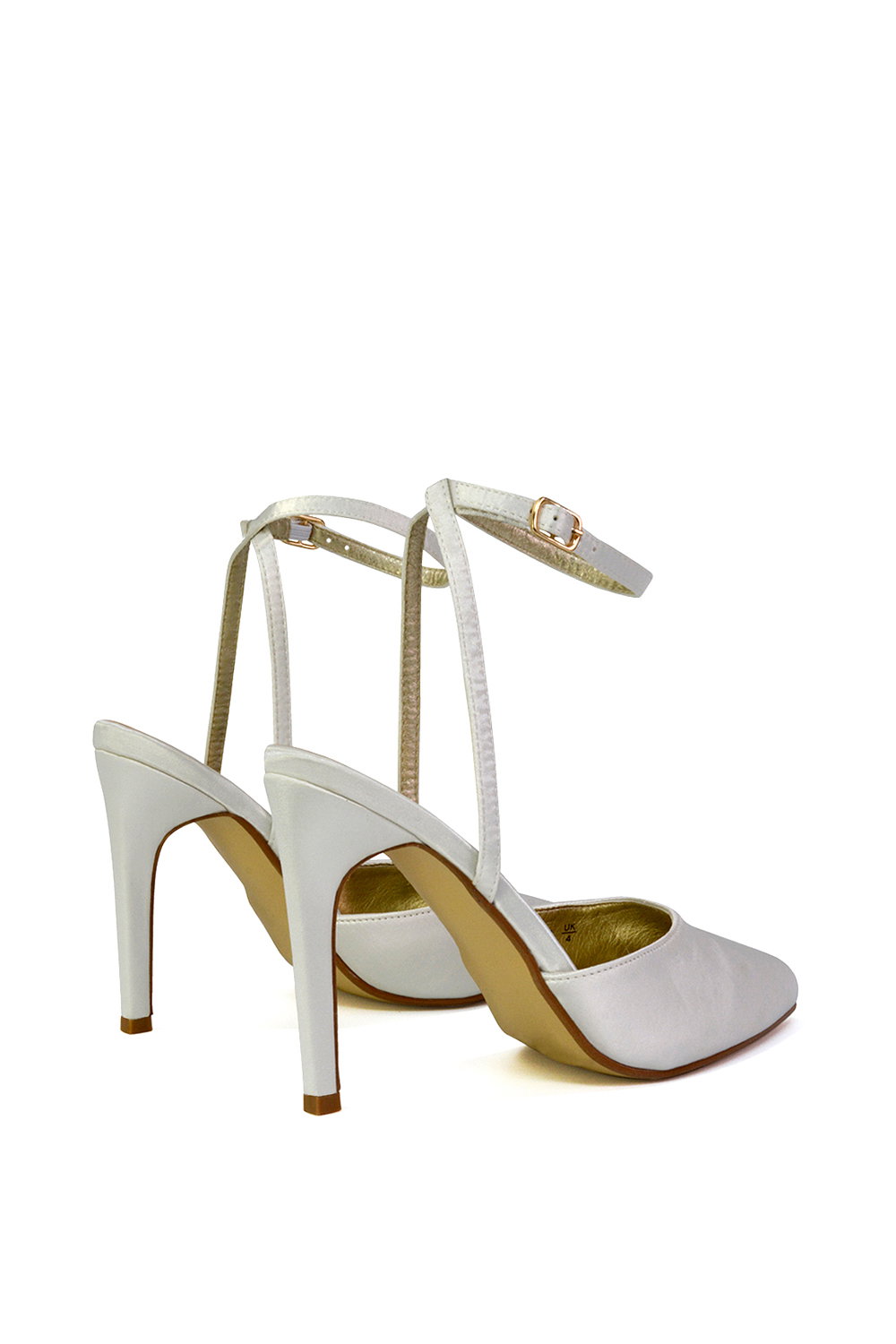 Ivory XY LONDON Ivory 'Liliane' 2 Part Pointed Toe Satin Shoes Stiletto Heel, Image 3 of 5