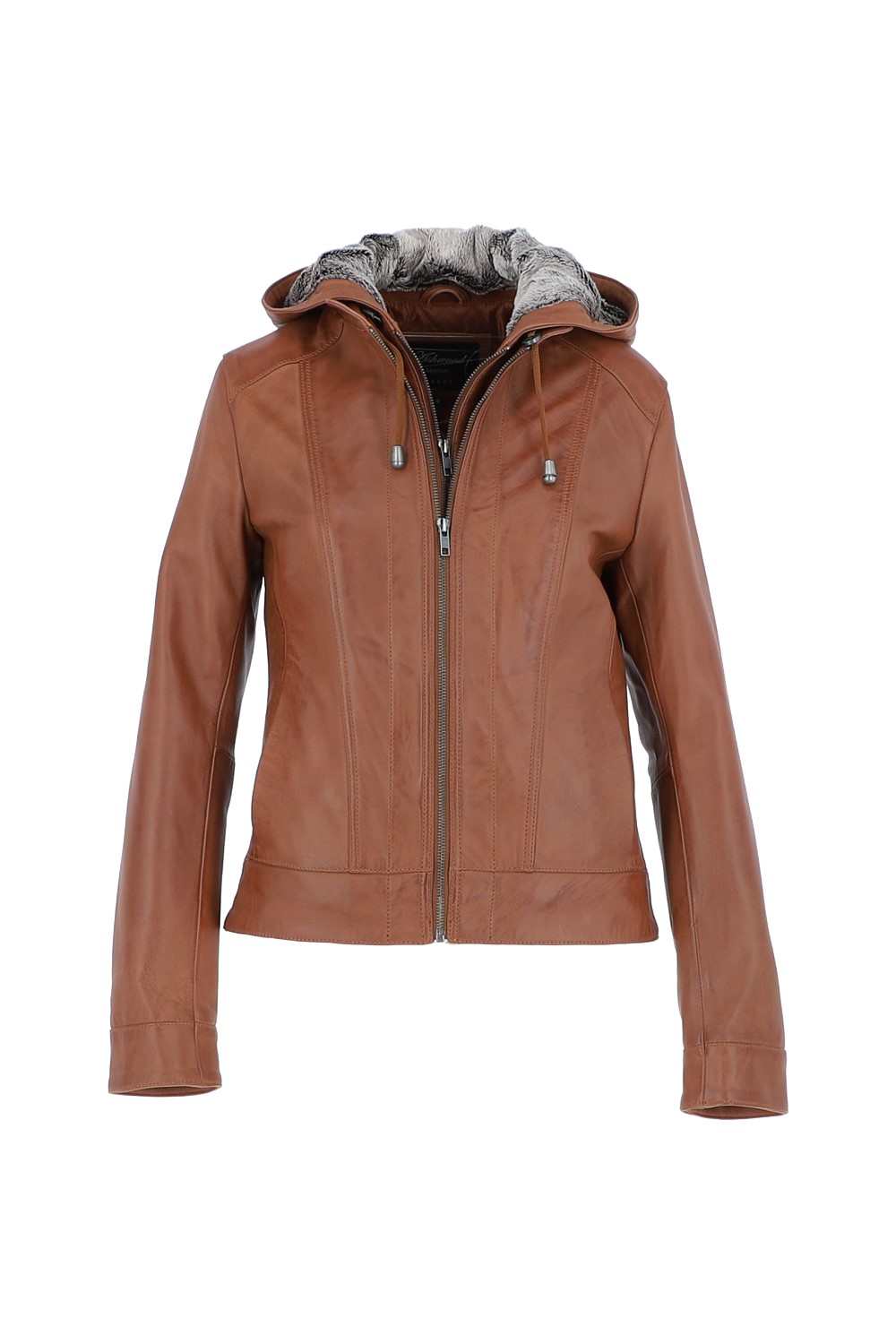 Tan 'Malmo' Two-In-One Detachable Hood Leather Jacket, Image 3 of 6