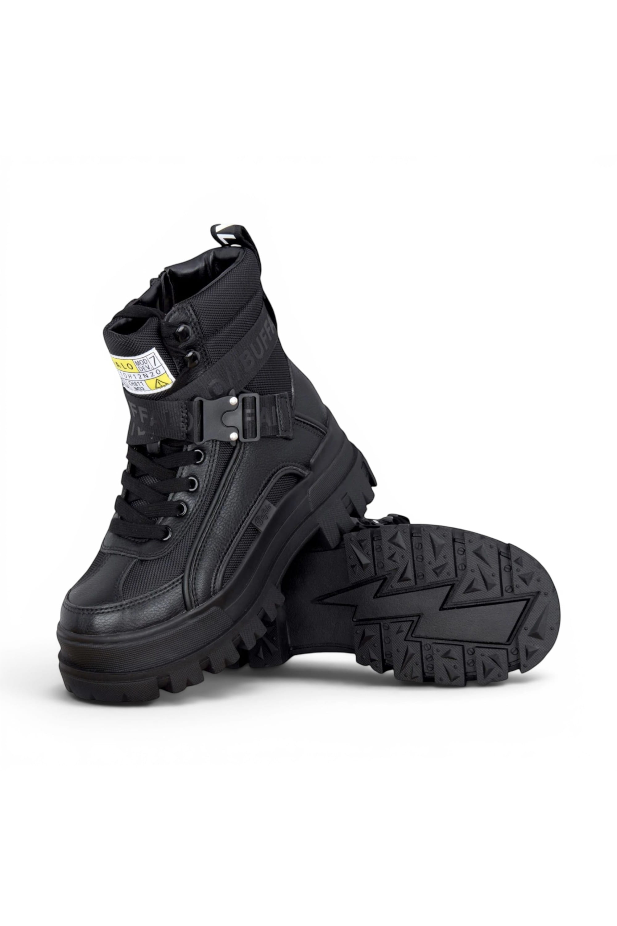 Black Womens Combat High Ankle Boots-ASPHA-COM, Image 4 of 7