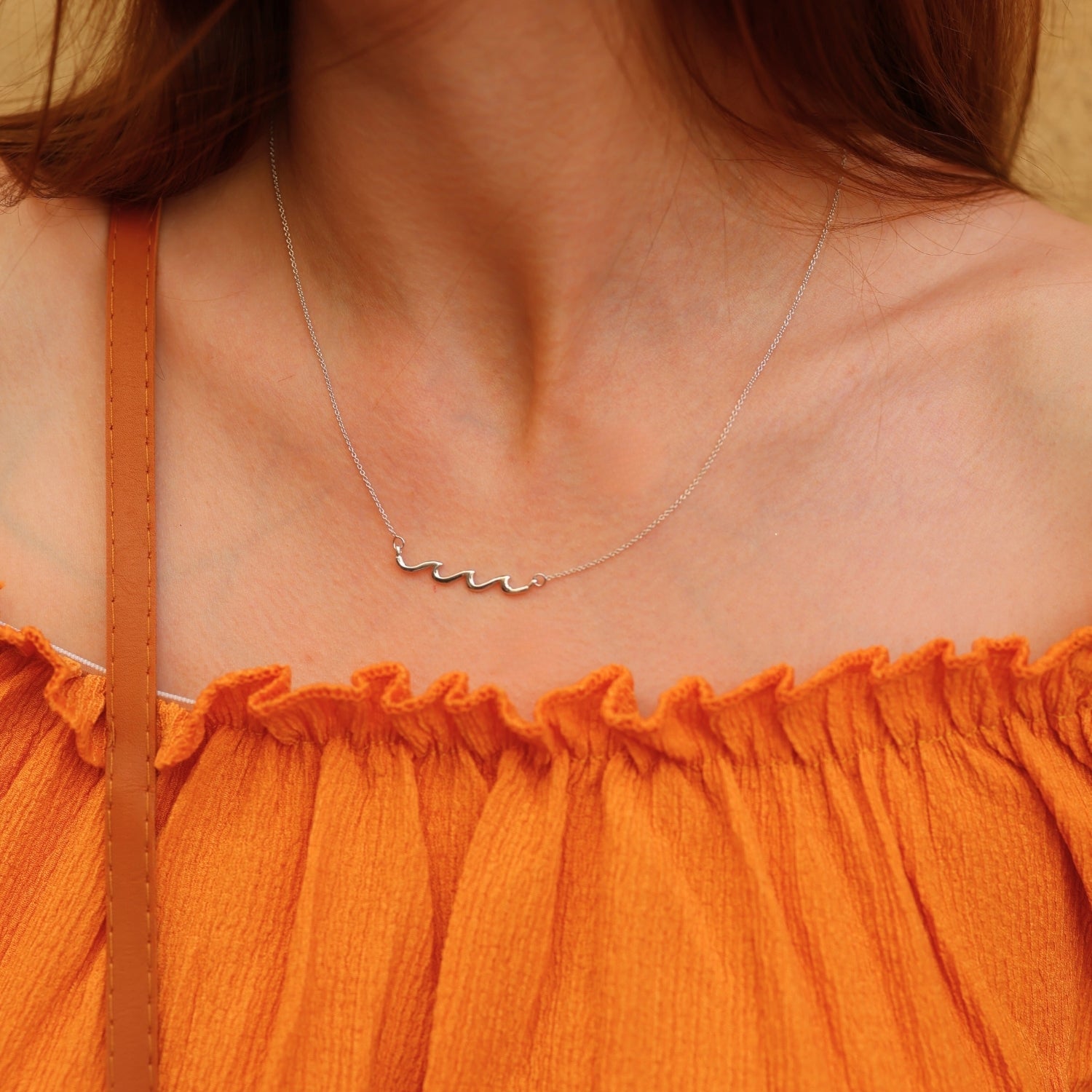 Silver Sterling Silver Wave Necklace, Image 5 of 6