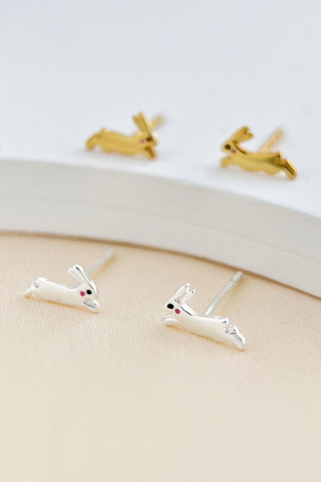 Silver Sterling Silver Bunny Rabbits Stud Earrings, Image 1 of 3