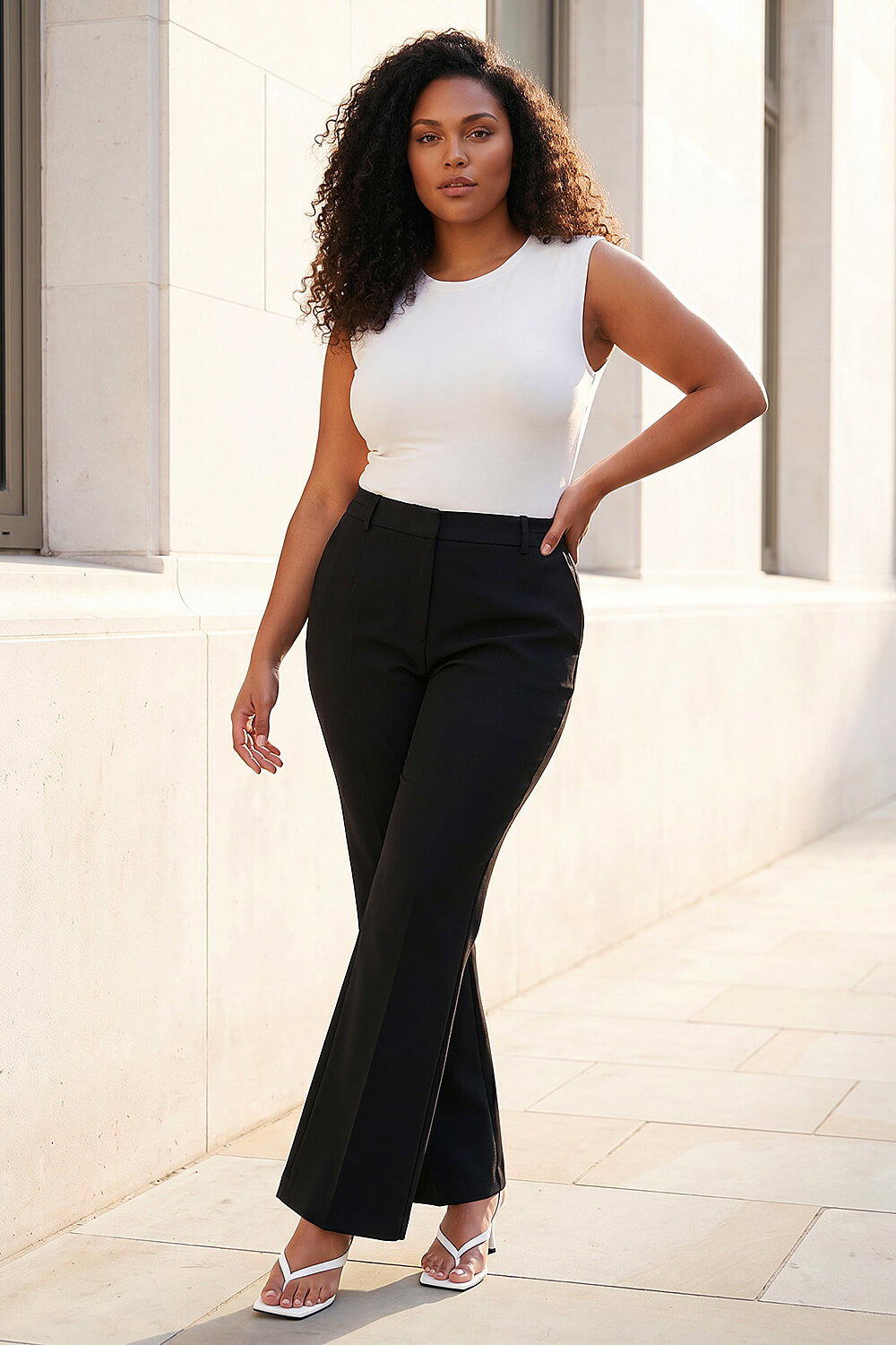 Black Curve Full Length Bootcut Trouser, Image 1 of 4