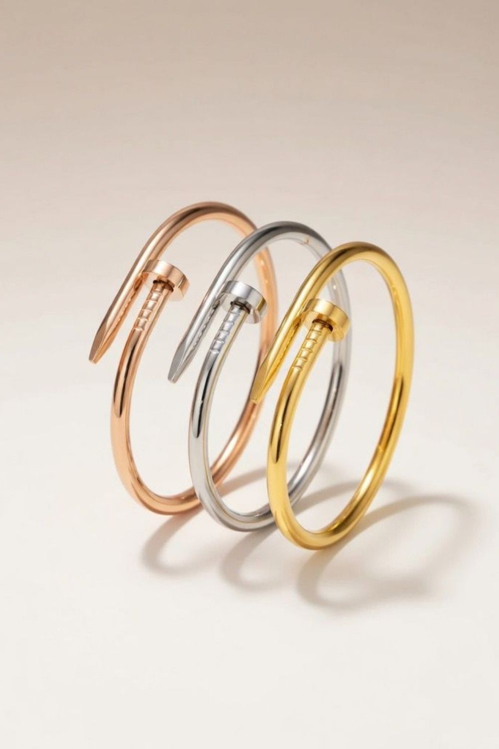 Gold 18ct Plated Handmade Nail Luxury Cuff Arm Bangle Bracelet, Image 1 of 1