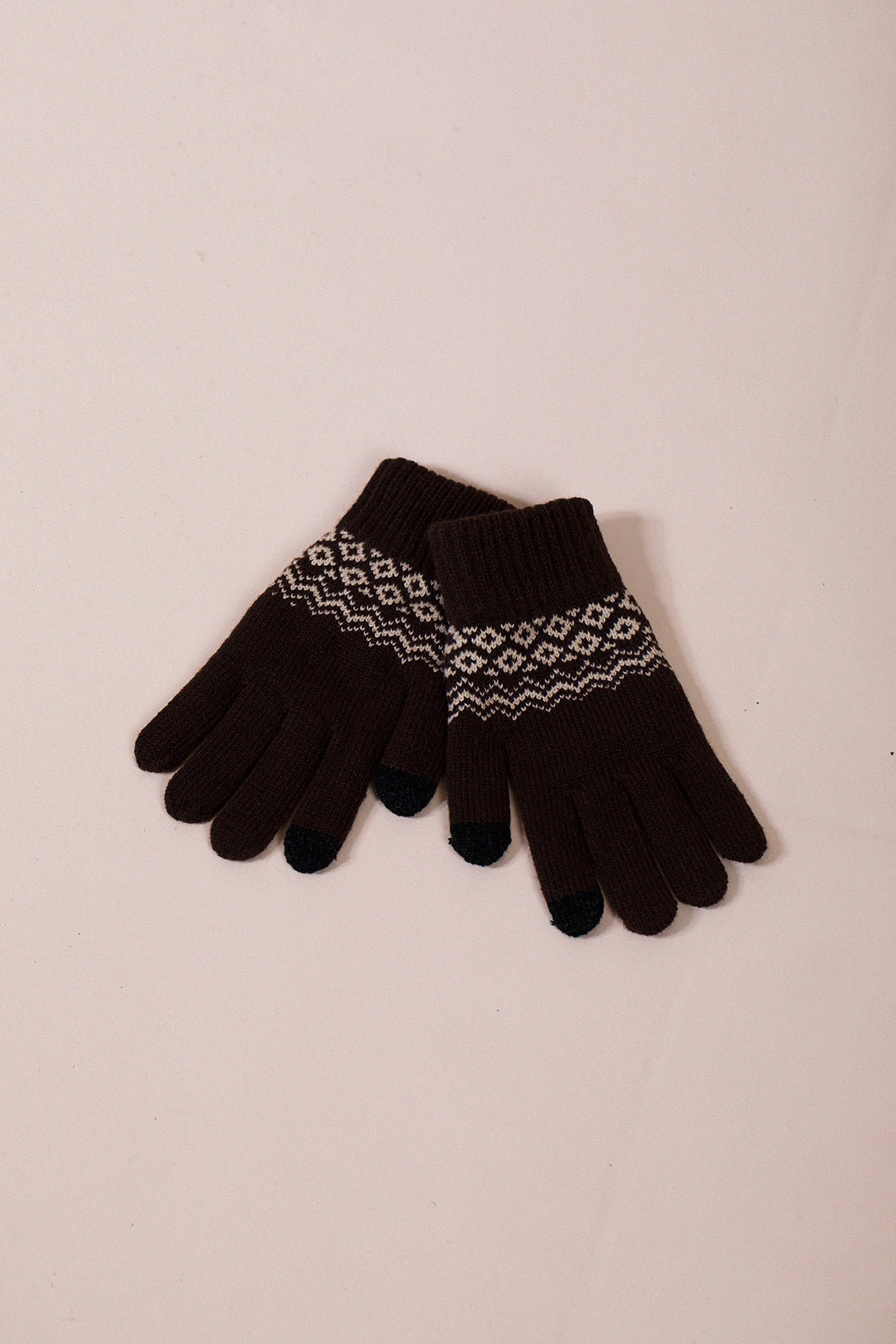 Brown SVNX Brown Pattern Gloves - Touch Screen, Image 3 of 4
