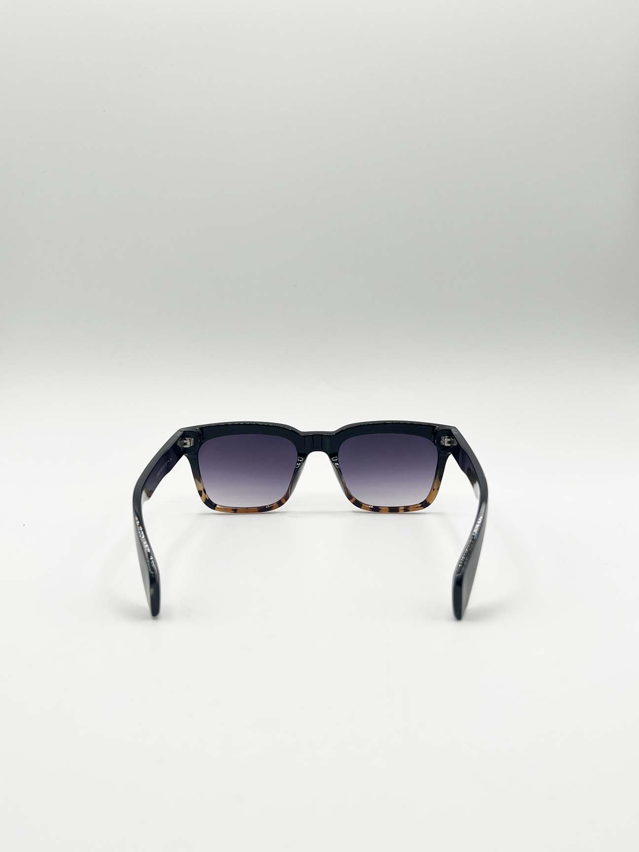 Black Square Sunglasses in Black Leopard, Image 6 of 8