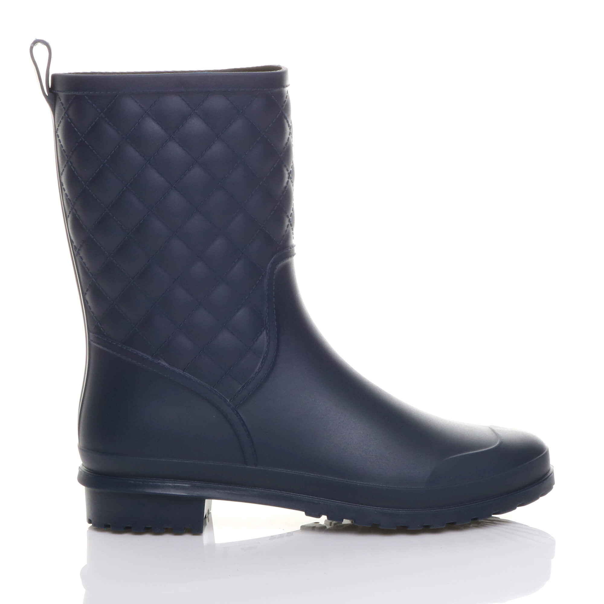 Navy Blue AJVANI Navy Blue Waterproof Wellingtons Quilted Ankle Boots Wellies, Image 5 of 6