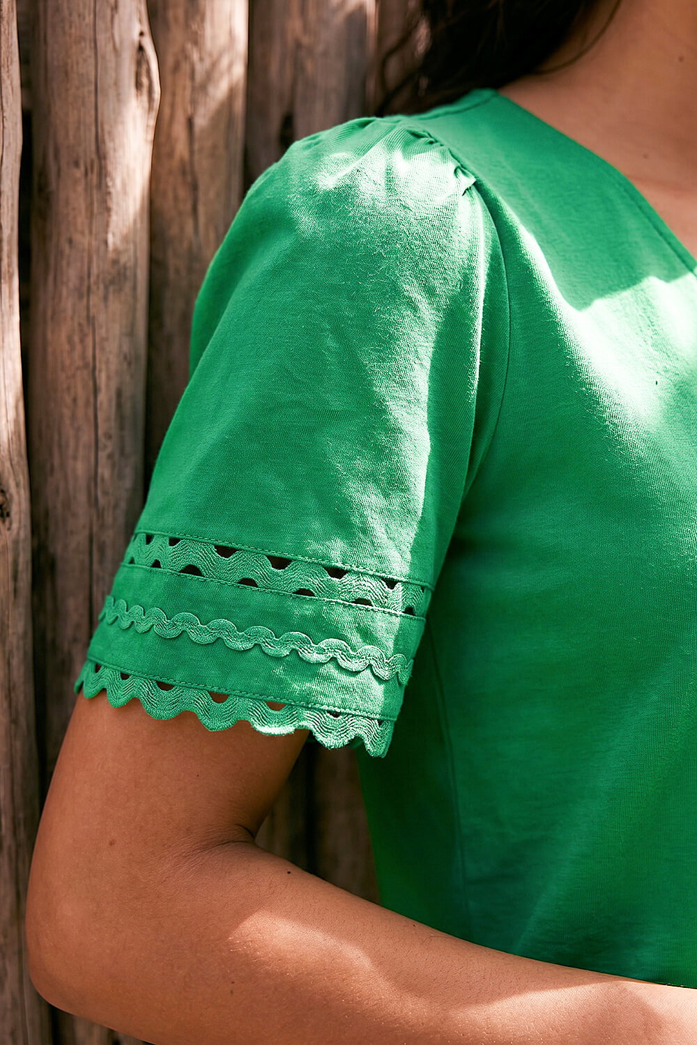 Green Dusk Ric Rac Trim T-Shirt, Image 5 of 4