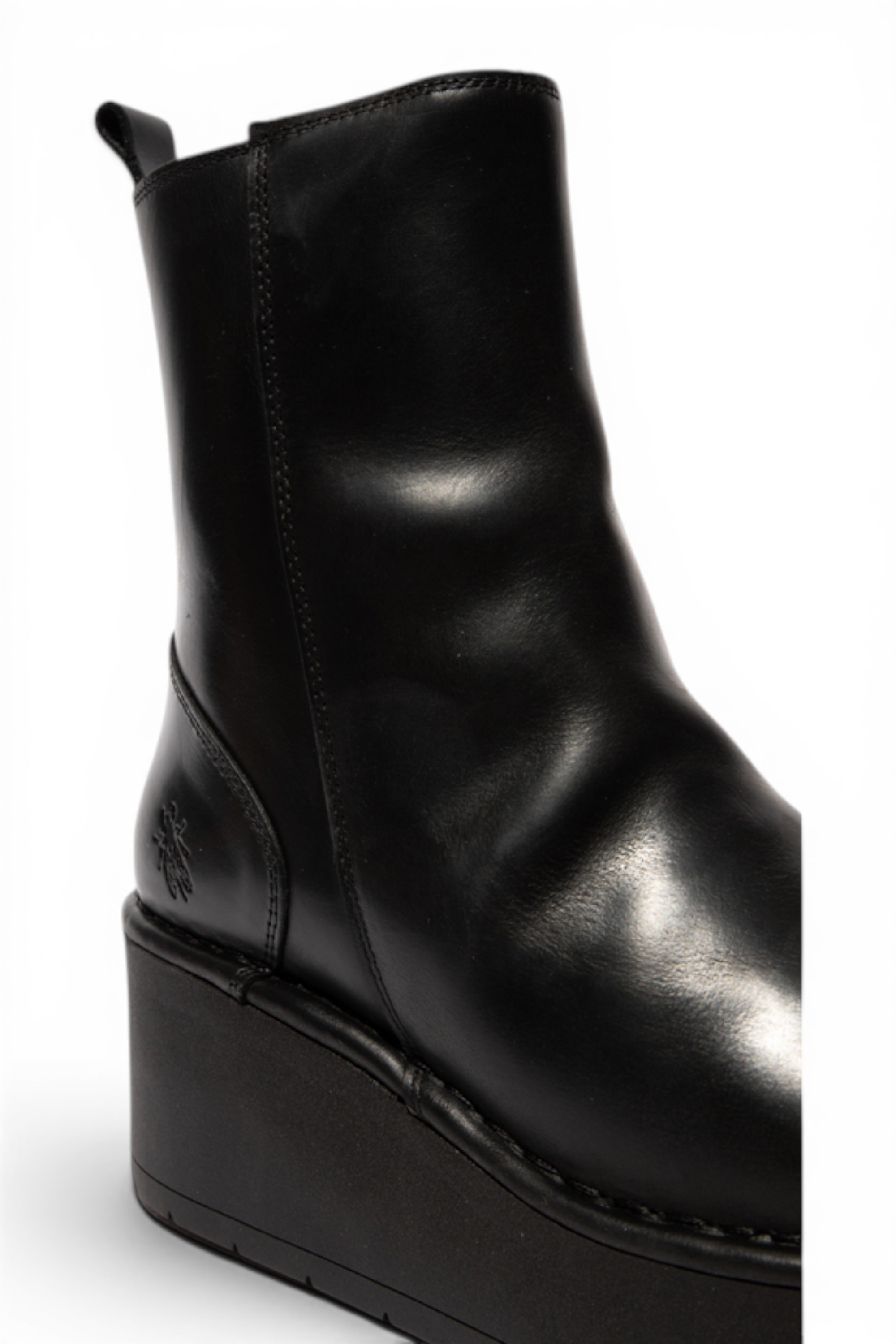 Black Womens Leather Ankle Boots-HEIJ271, Image 5 of 5