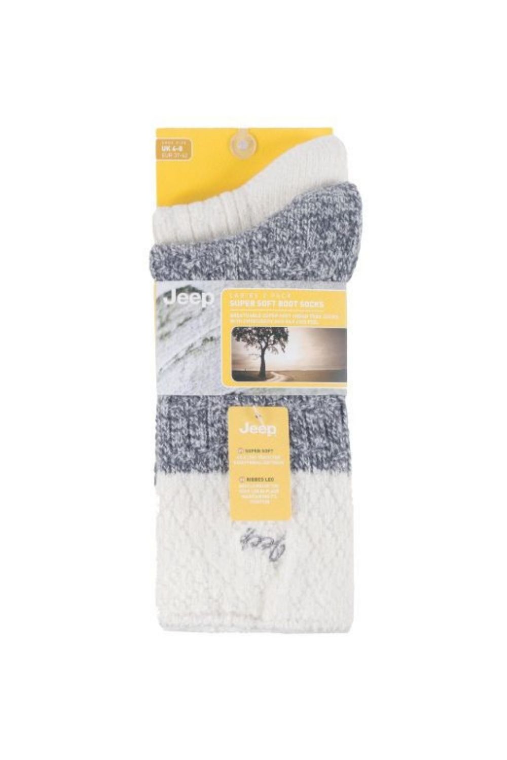 Grey 2 Pack Supersoft Hiking Boot Socks, Image 2 of 5