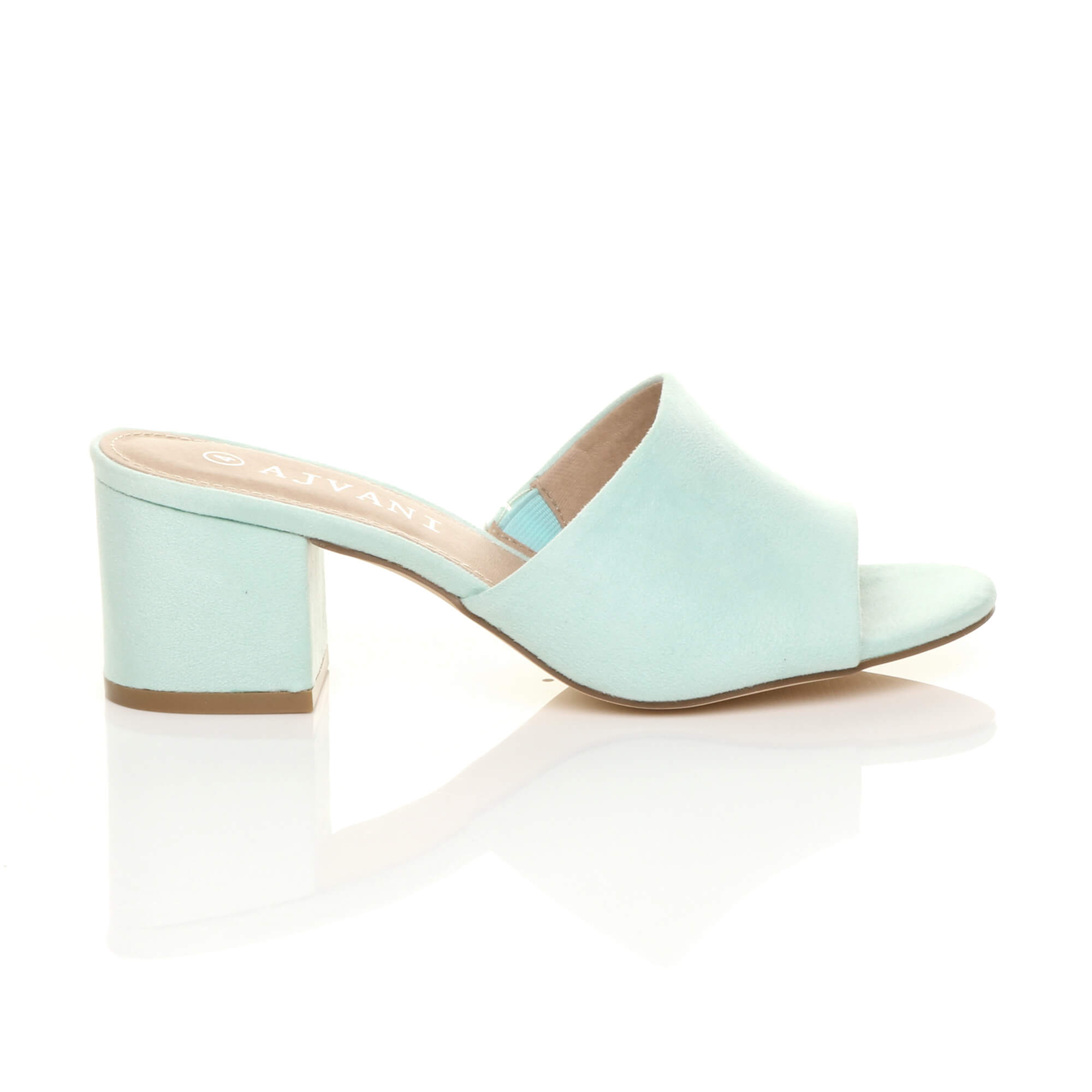 Mint AJVANI Mint Mid Block Heel Peep Toe Mules Sandals, Image 2 of 6