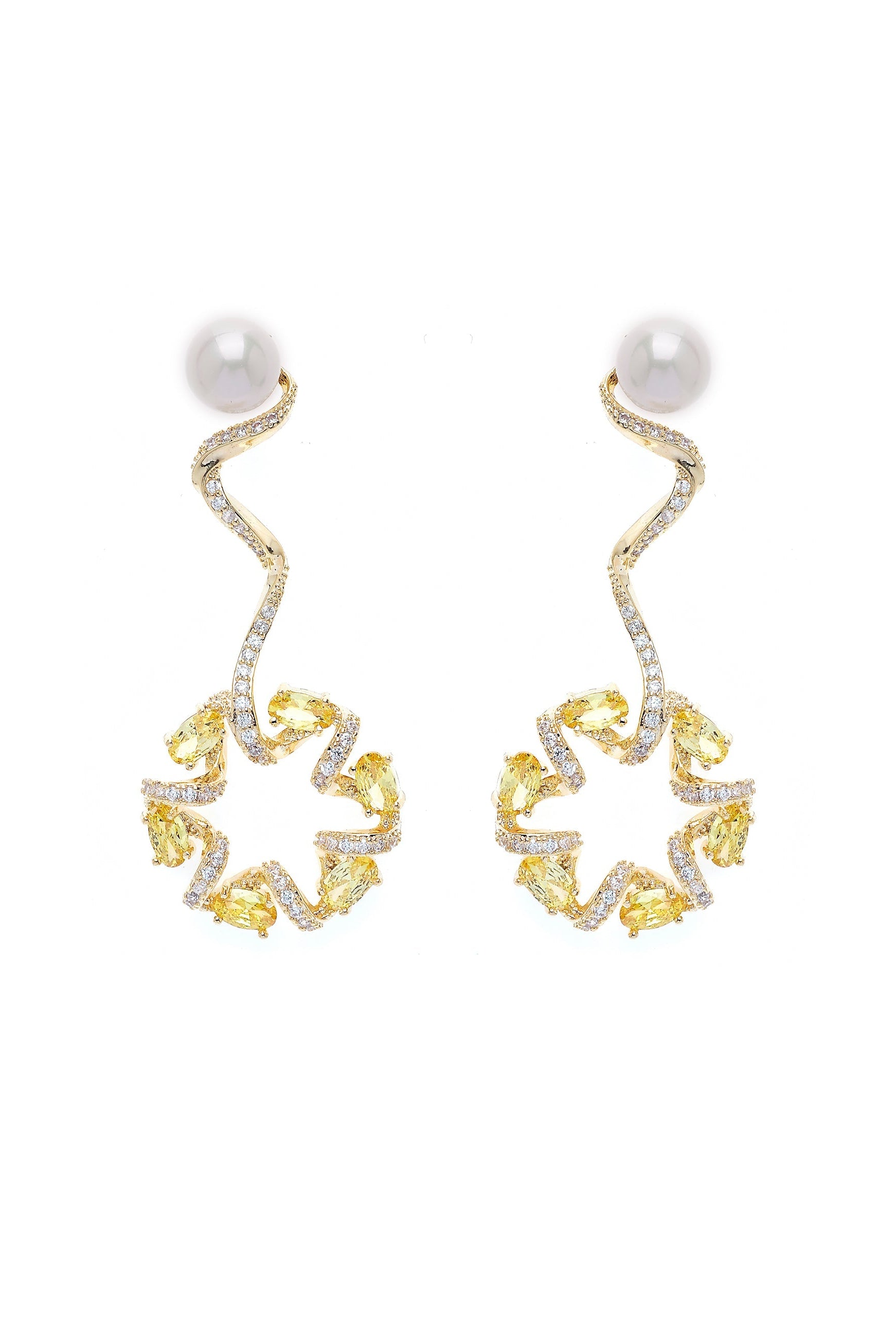 Yellow Dainty Yellow Swirl Drop Earrings