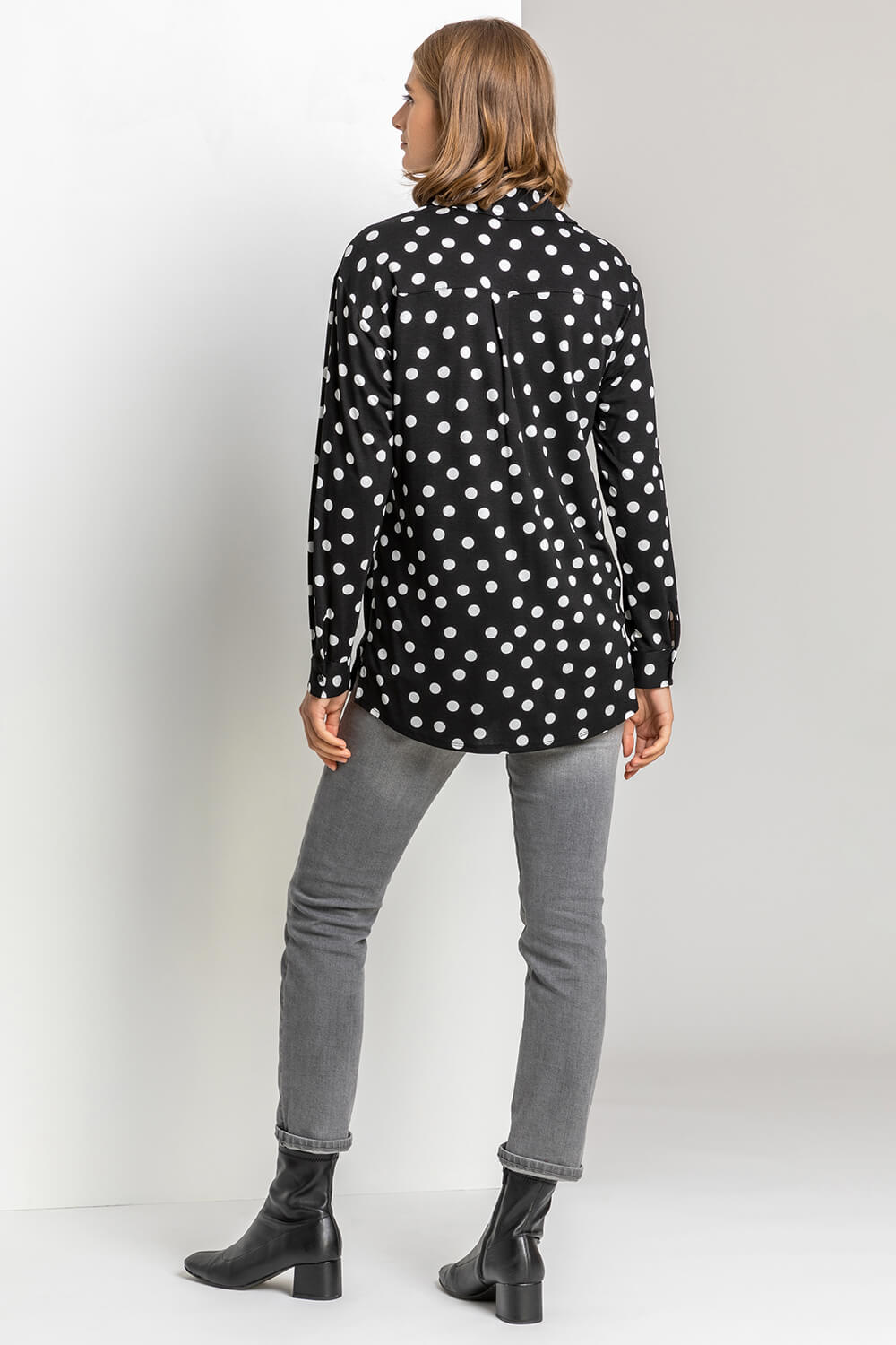 Black Spot Print Buttoned Shirt, Image 4 of 5