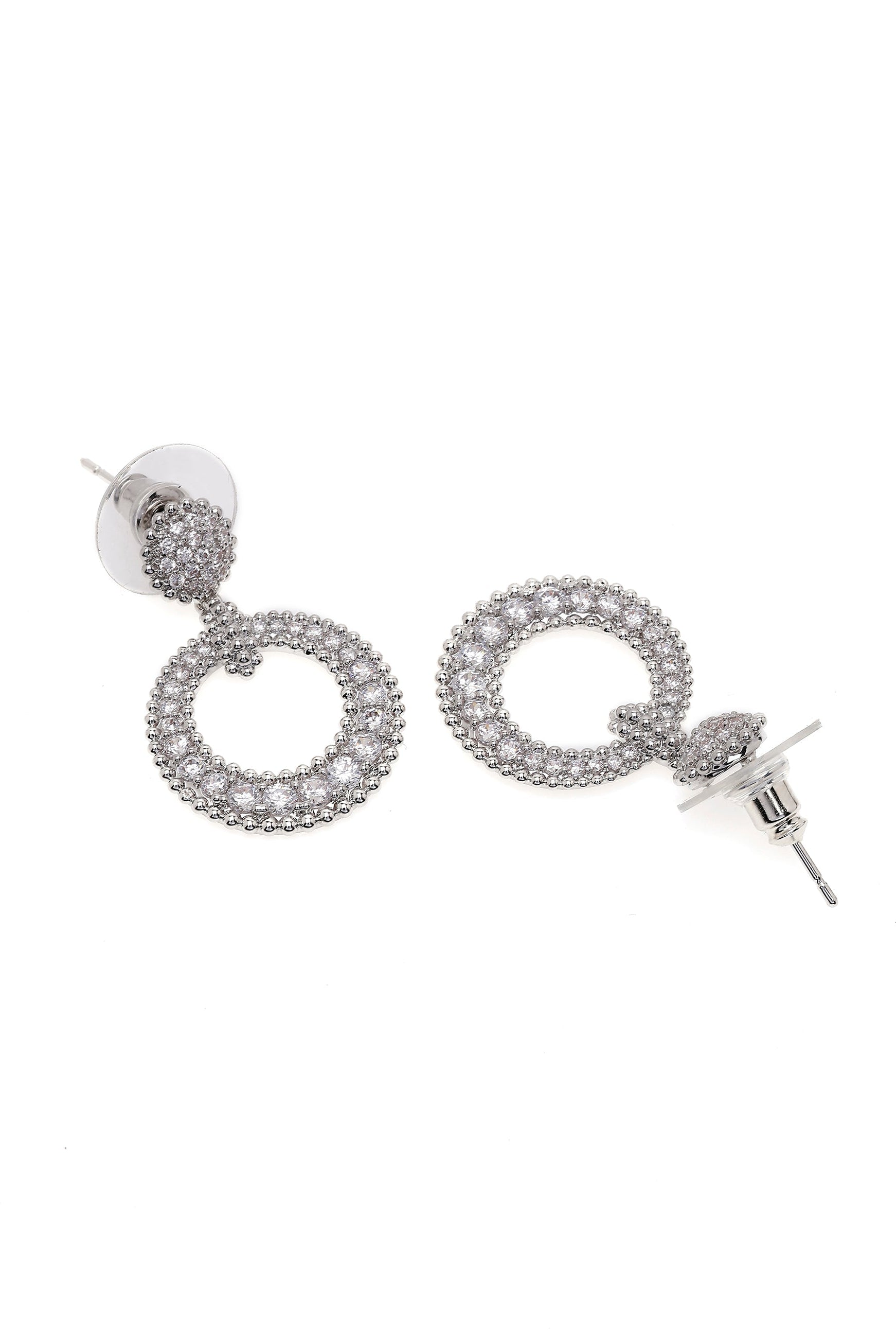 Silver Silver colored Circular Drop Earrings, Image 3 of 4