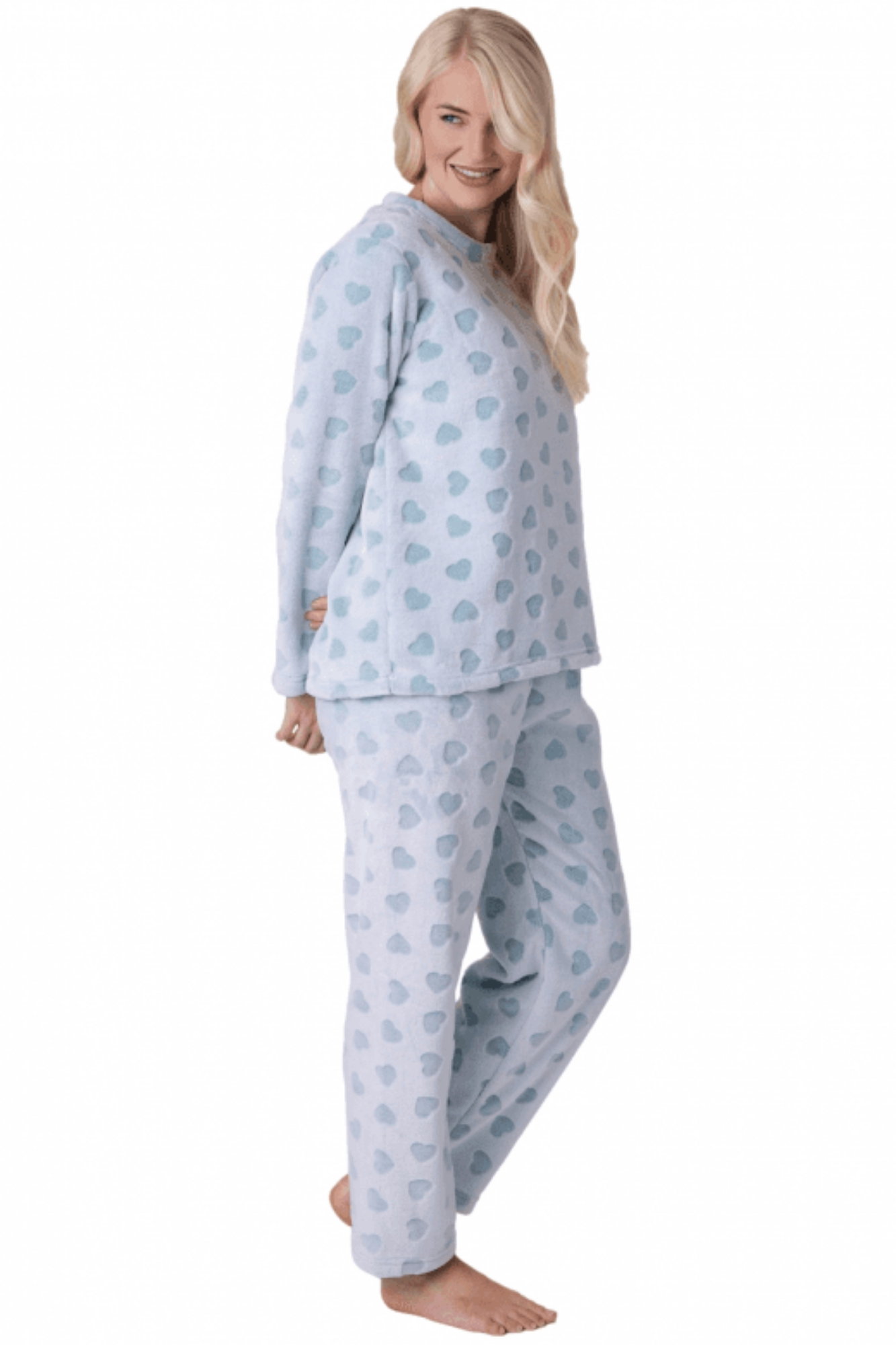 Aqua Camille Lingerie Aqua Supersoft Printed Full Length Pyjama Set, Image 2 of 5