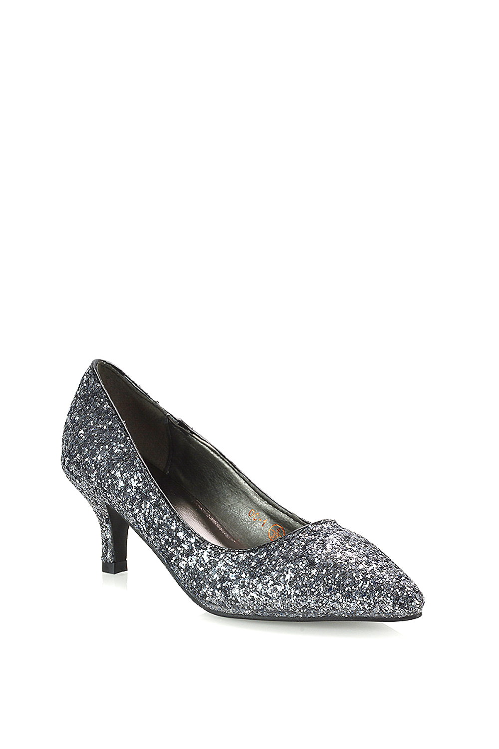 Black XY LONDON Black 'Gwyneth' Pointed Toe Mid Stiletto Kitten Heel Court Shoes, Image 4 of 4