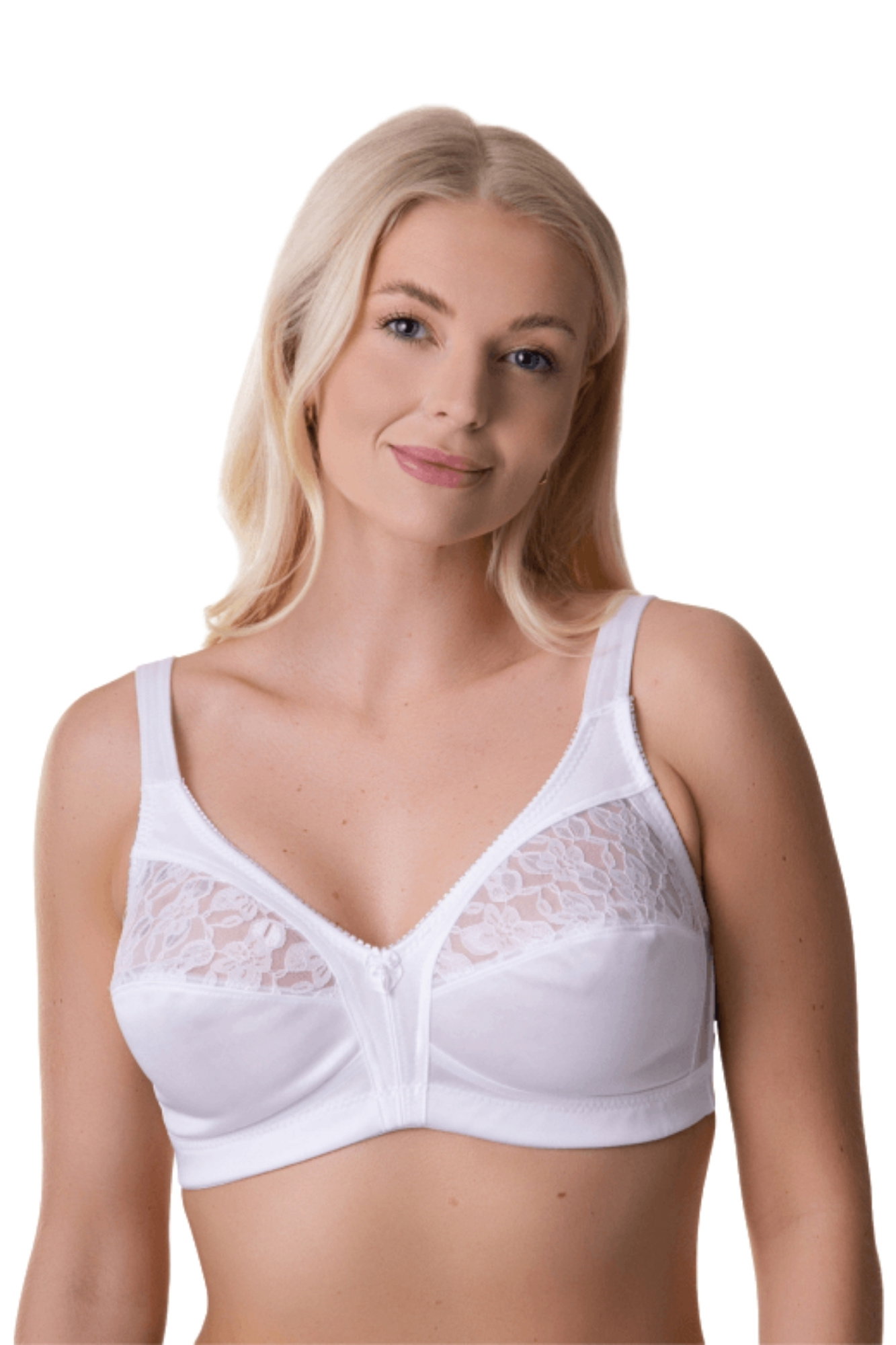 White Non Wired Soft Cup Bra With Lace, Image 1 of 5