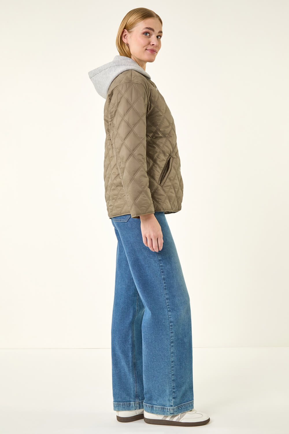 Heart Quilted Jacket Khaki